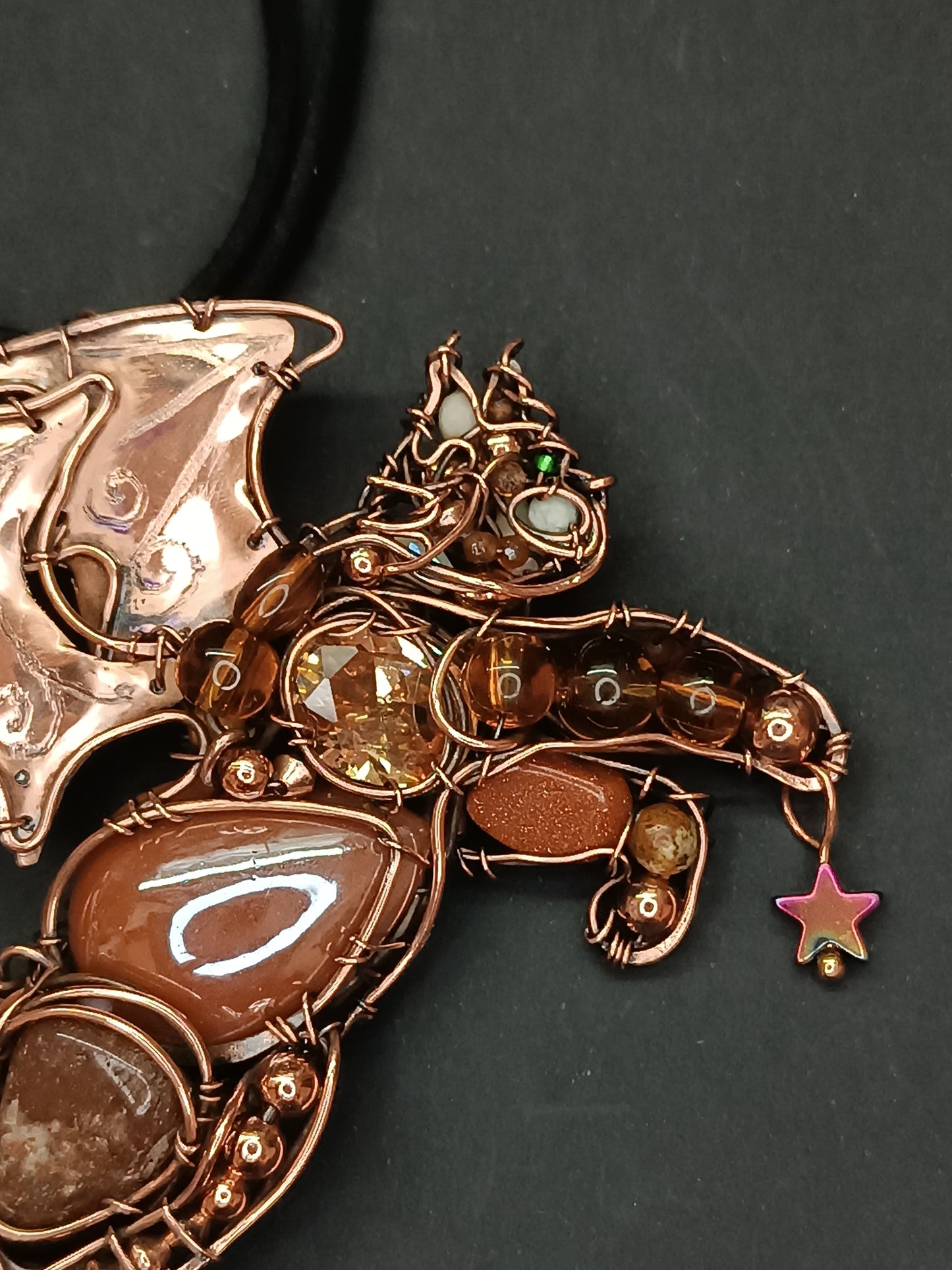 For Laurie. Magical winged cat necklace