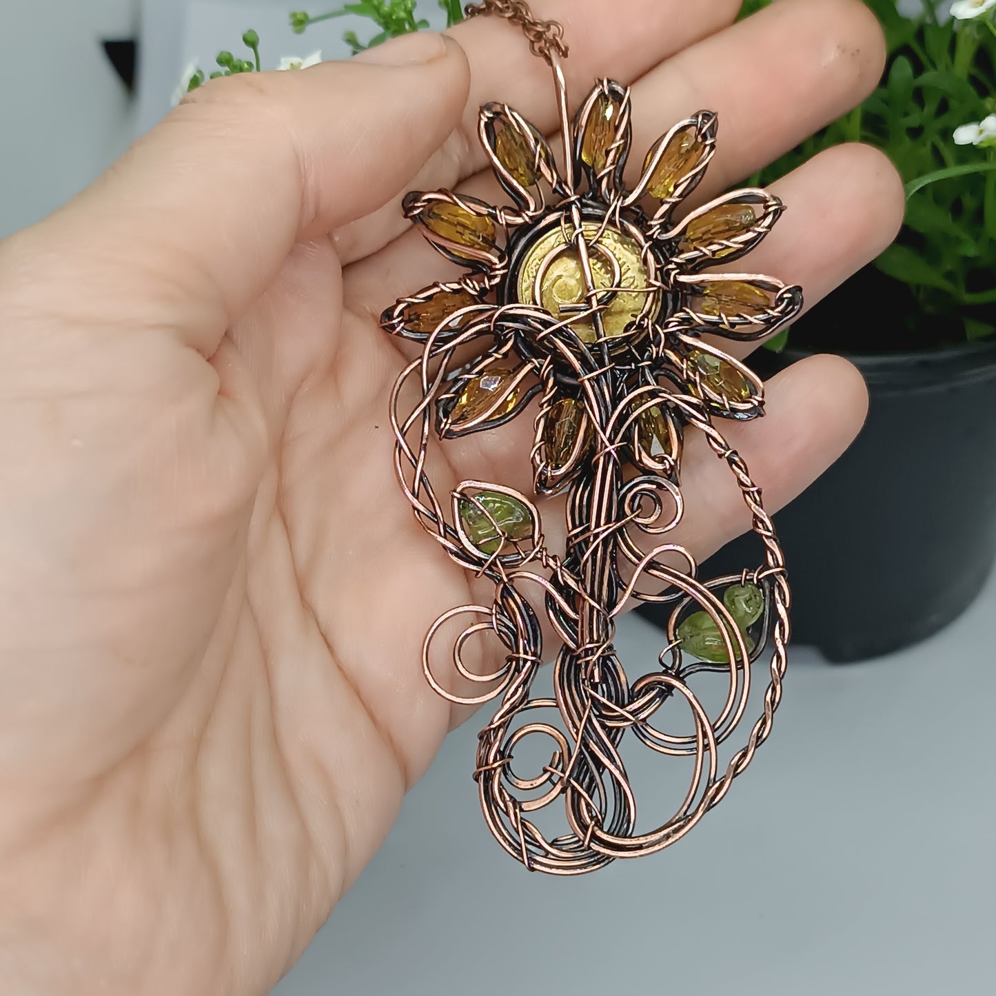 Sunflower necklace