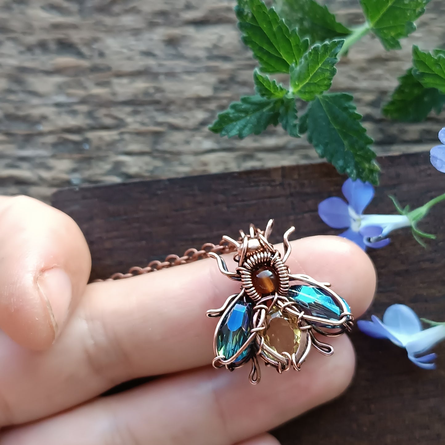 Sparkly blue ice wings bee/fly charm