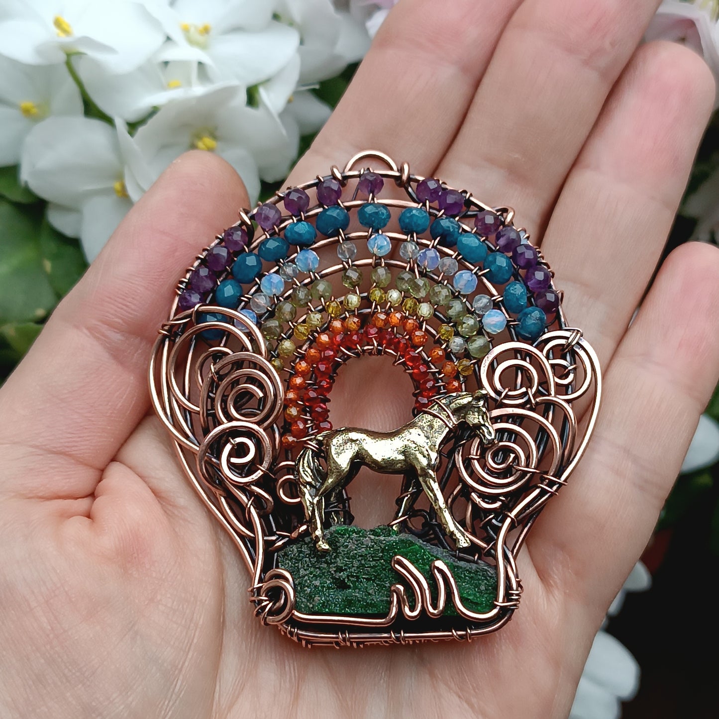 Rainbow horse necklace