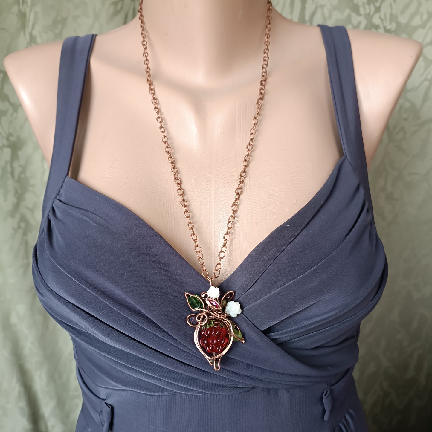 Glass raspberry necklace