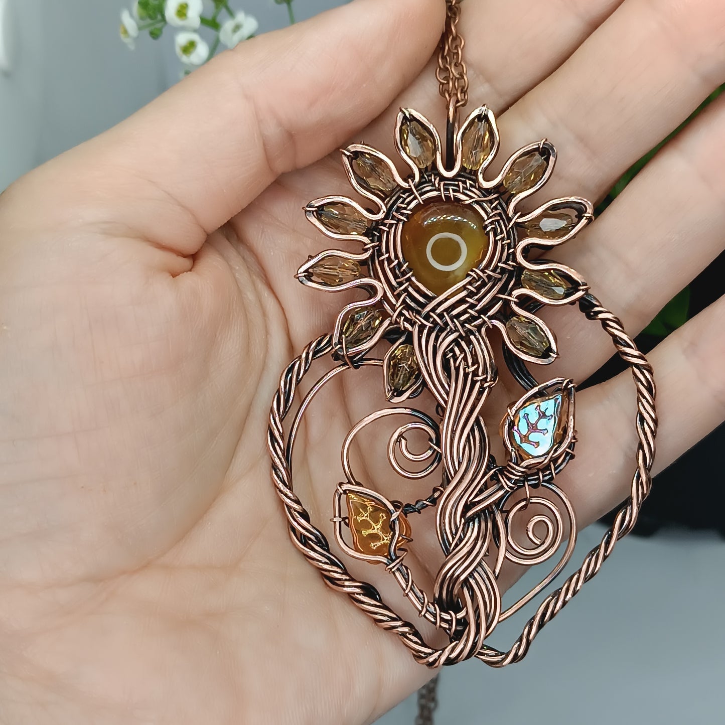 For Teresa. Sunflower necklace