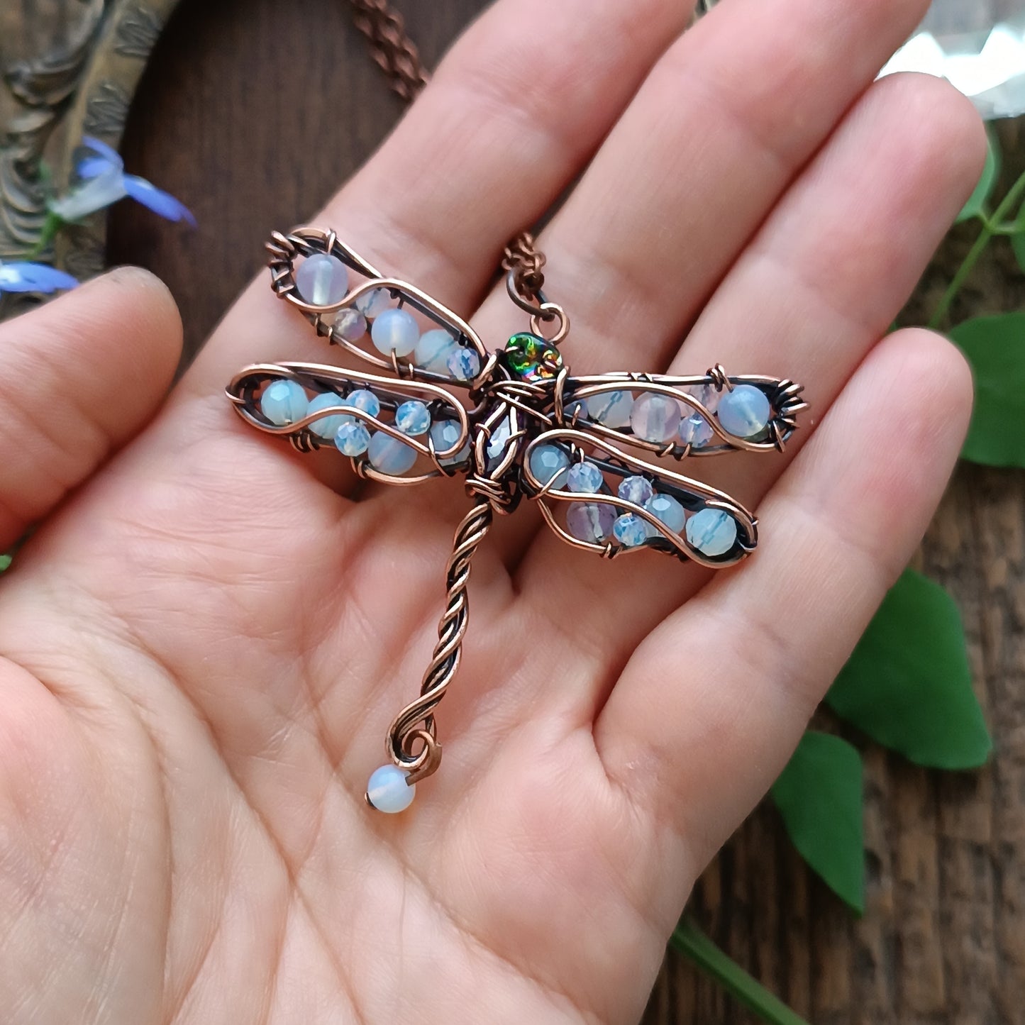 Morning dew dragonfly pendant