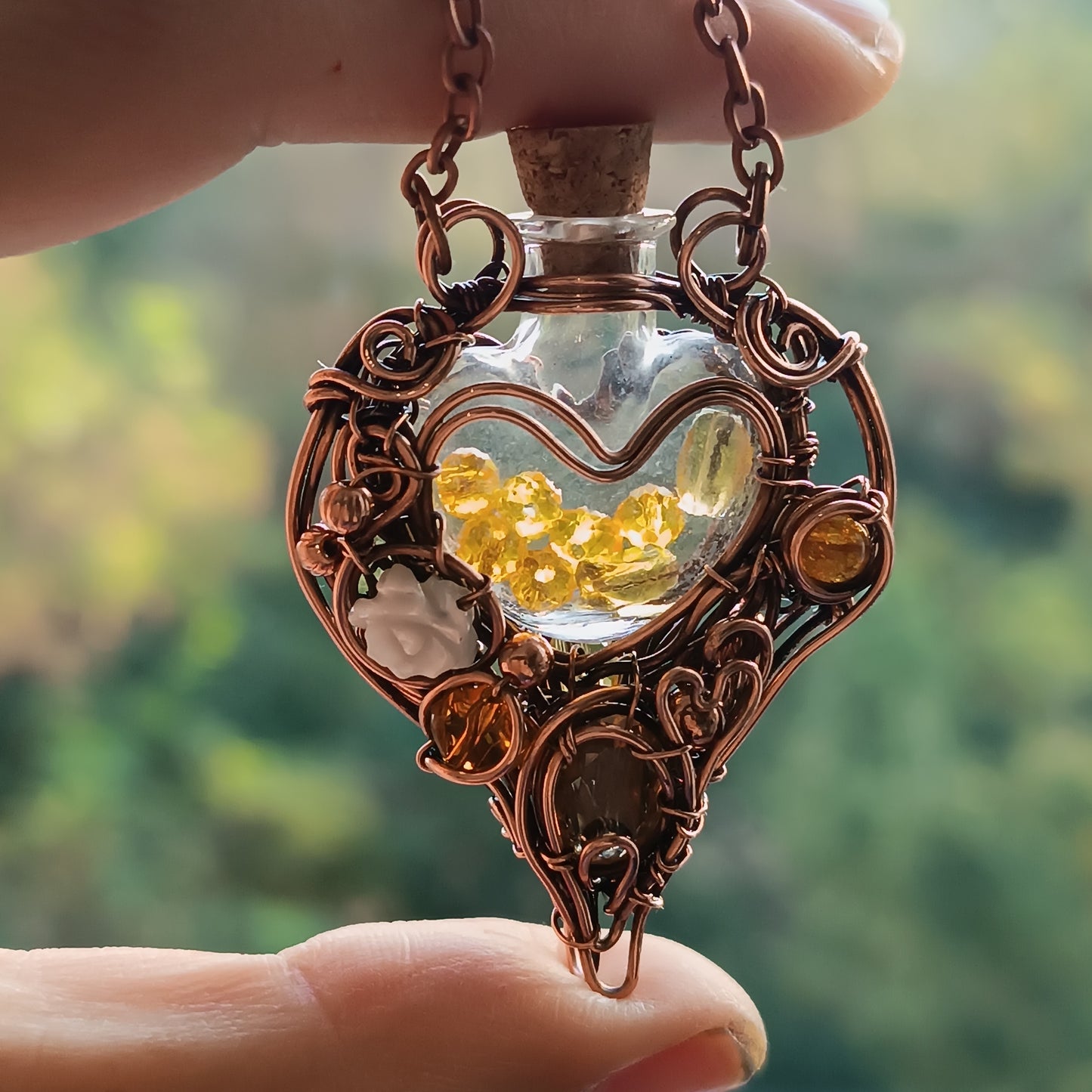 Citrine sunset. vial necklace