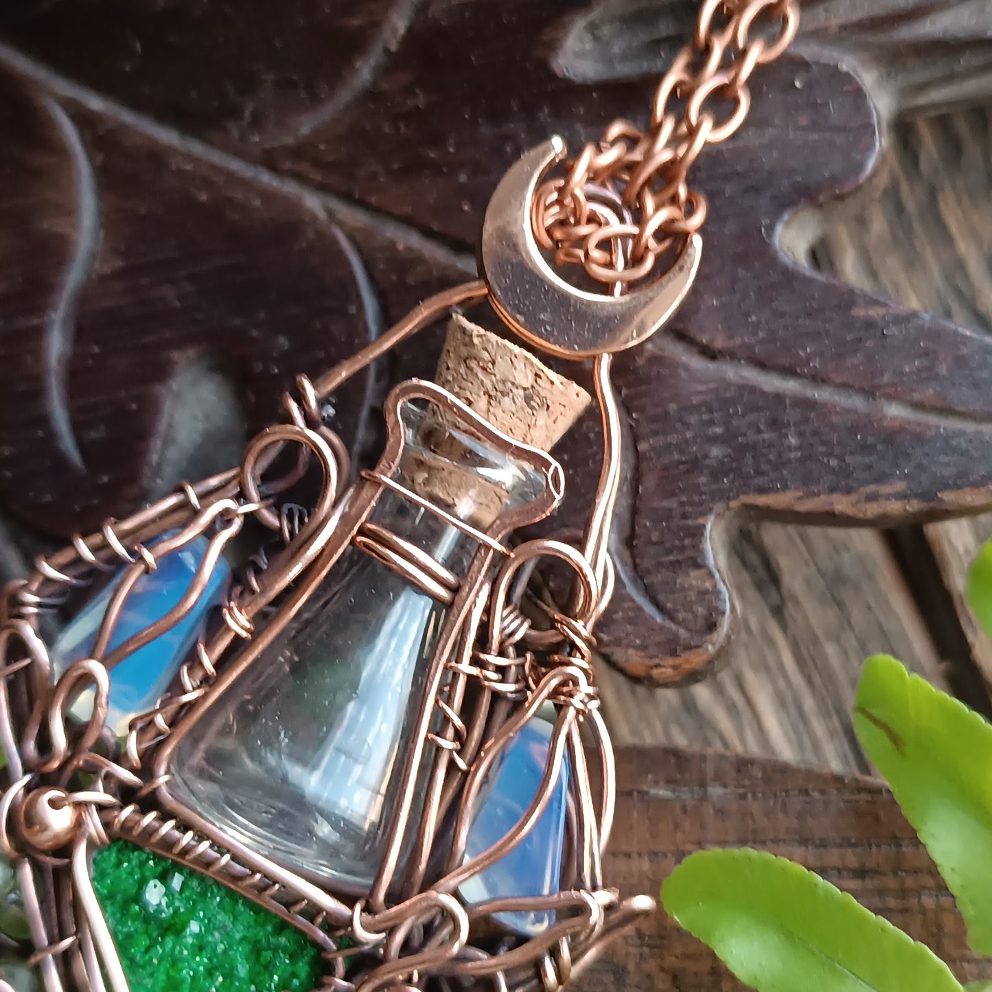 Green lantern. Vial necklace