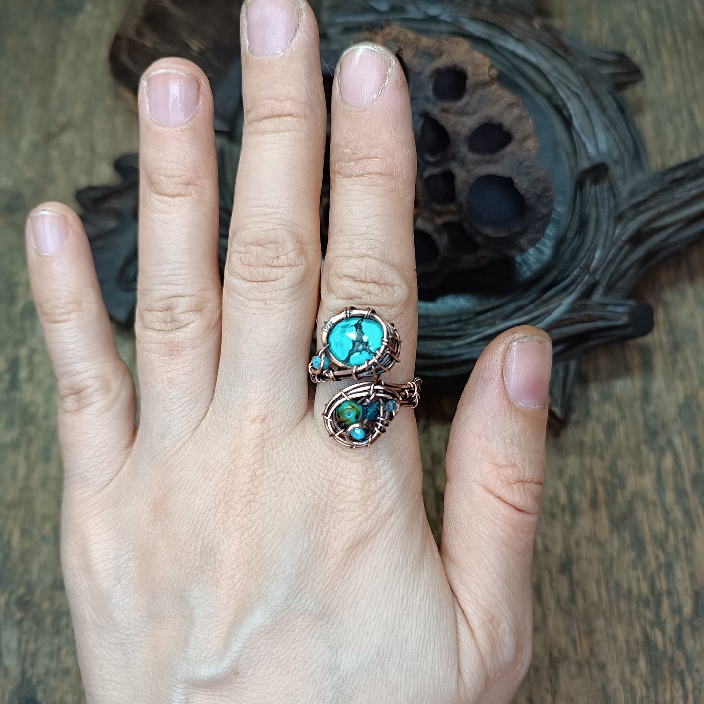 Turquoise ring. Adjustable. Sizes S-L.