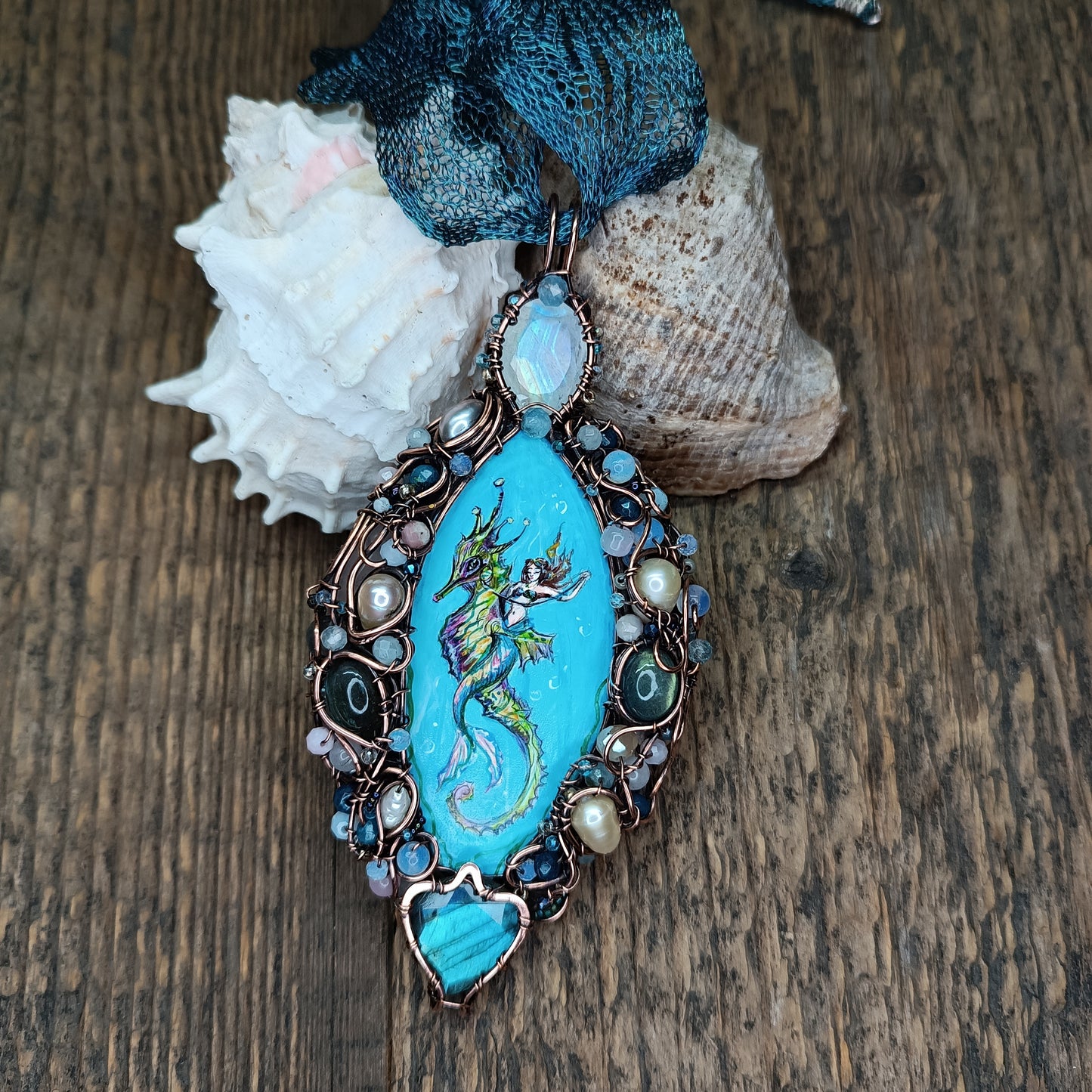 Mermaid and Seahorse necklace.