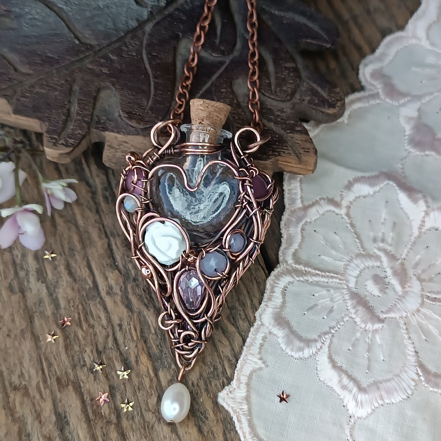 Whispering Dawn. Vial necklace