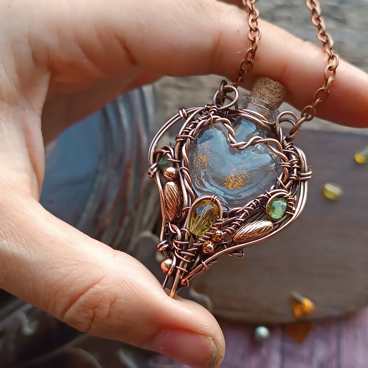 Citrine sunset. vial necklace