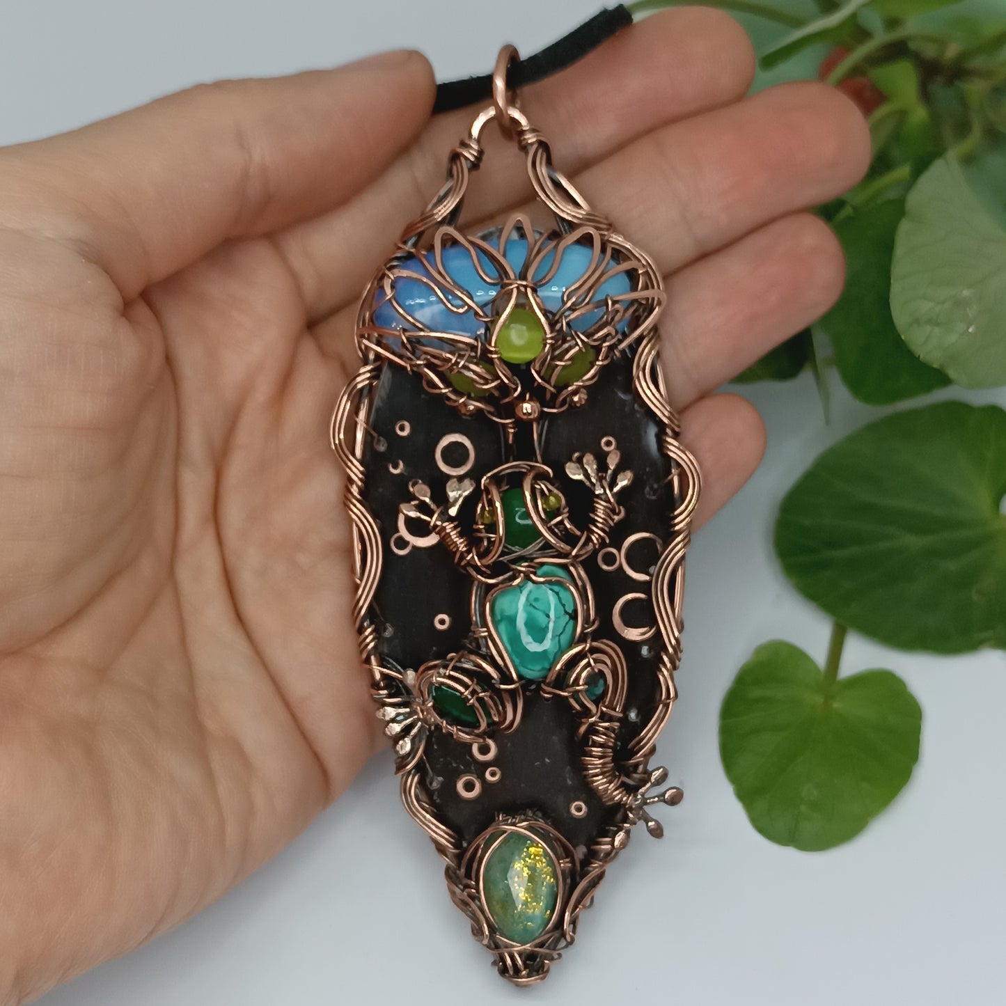 Frog and water lily necklace