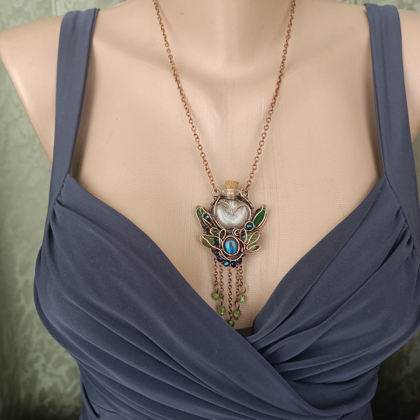 Seagrass meadows. Vial necklace