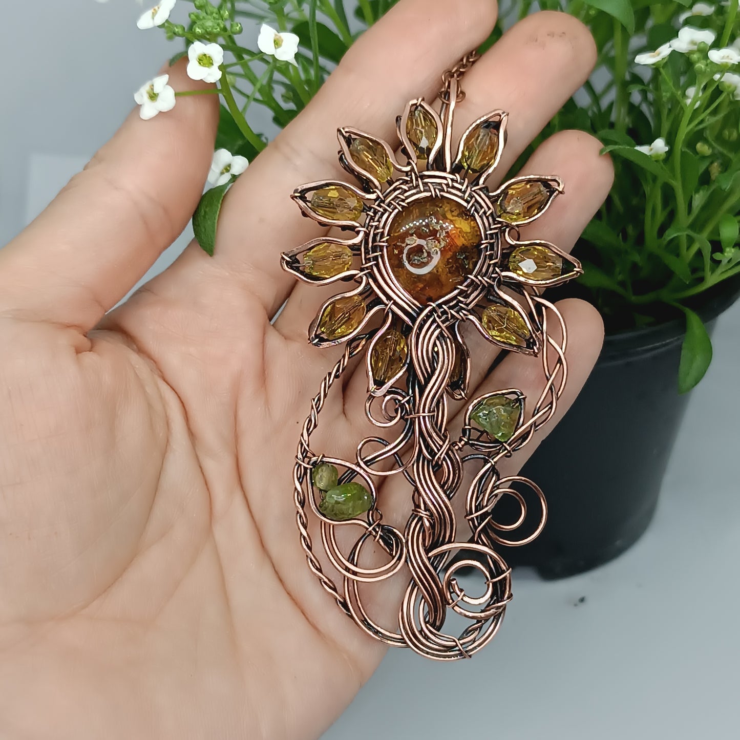 Sunflower necklace