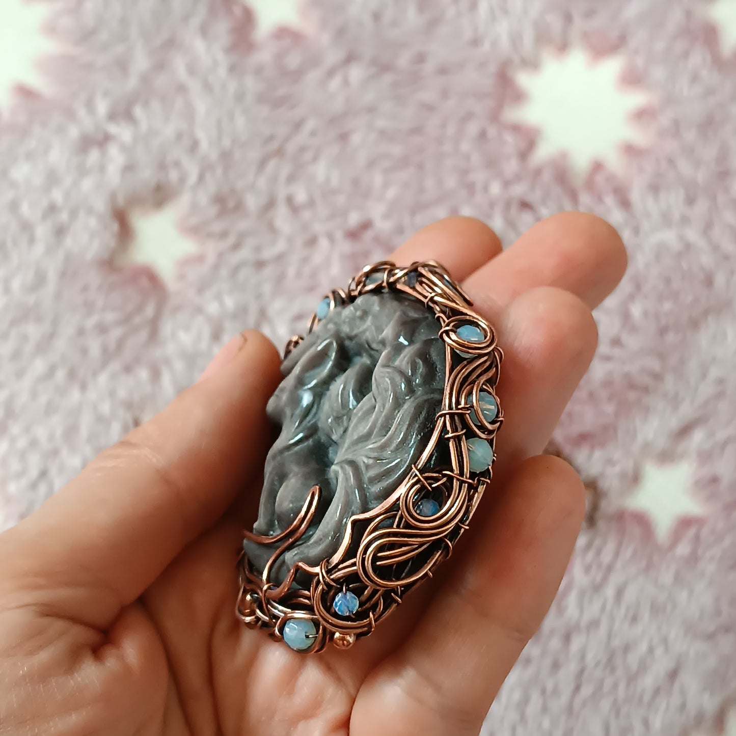 Obsidian fox necklace