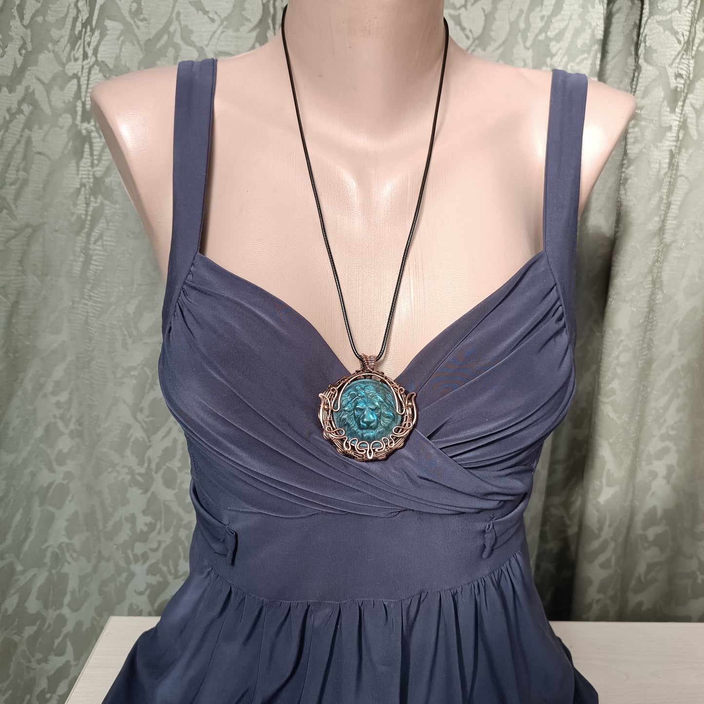 Regal lion. Blue labradorite necklace