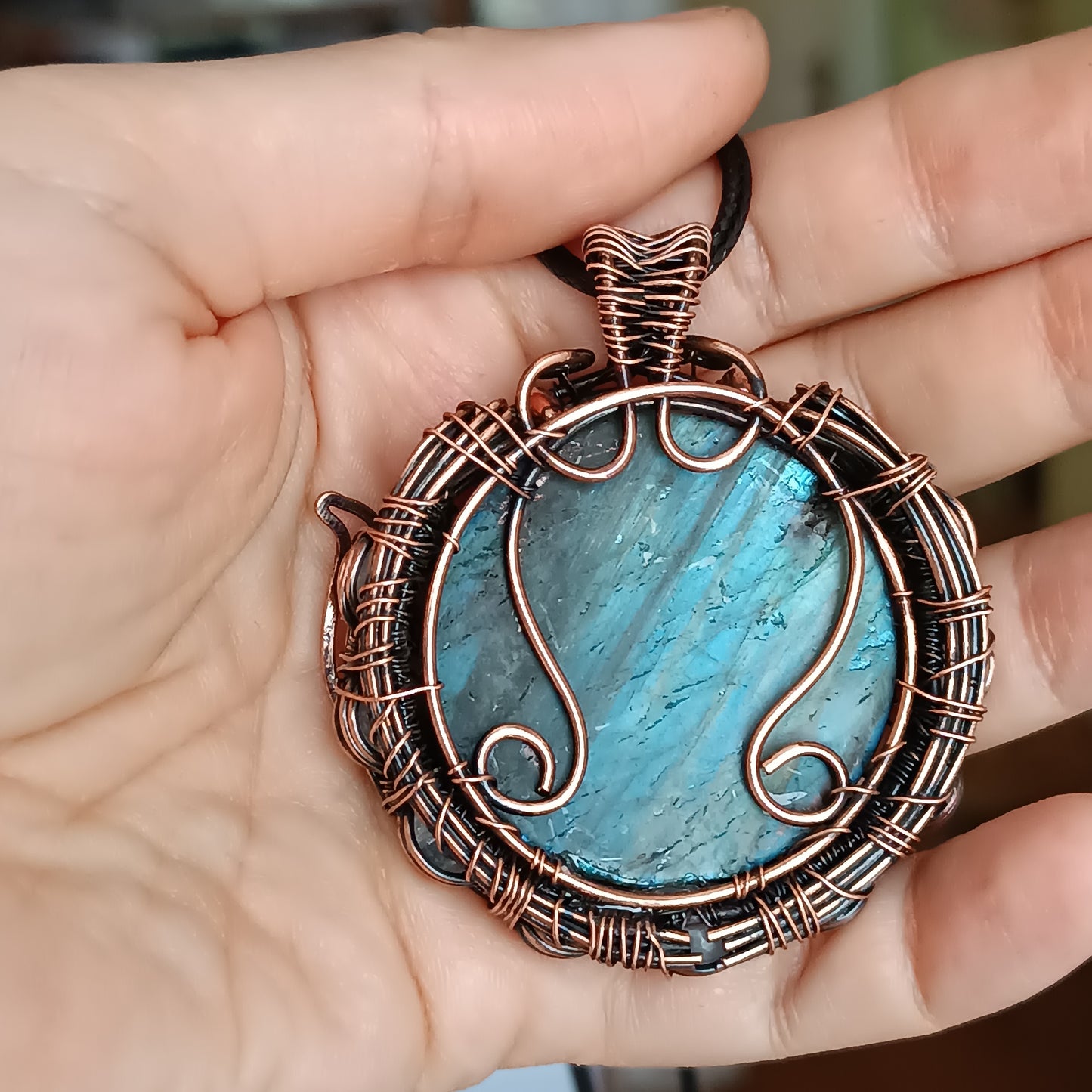 Regal lion. Blue labradorite necklace
