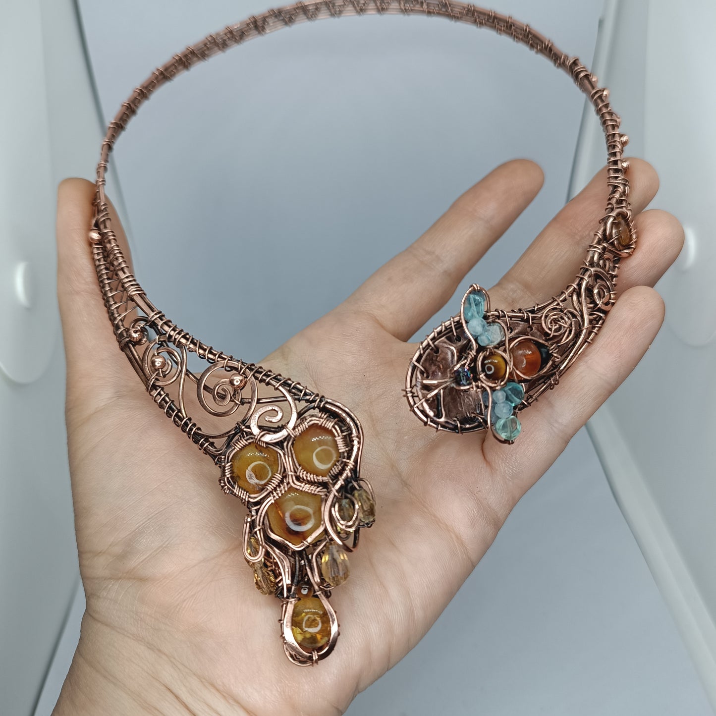 Bee and honey combs Collar necklace