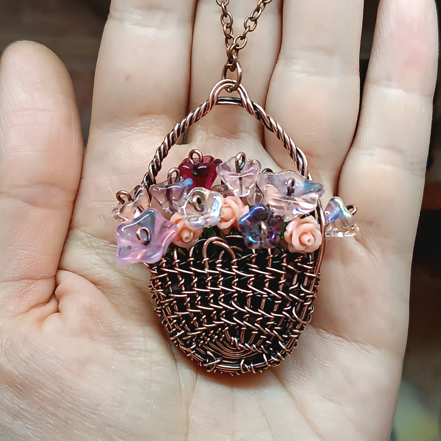 Flower basket pendant