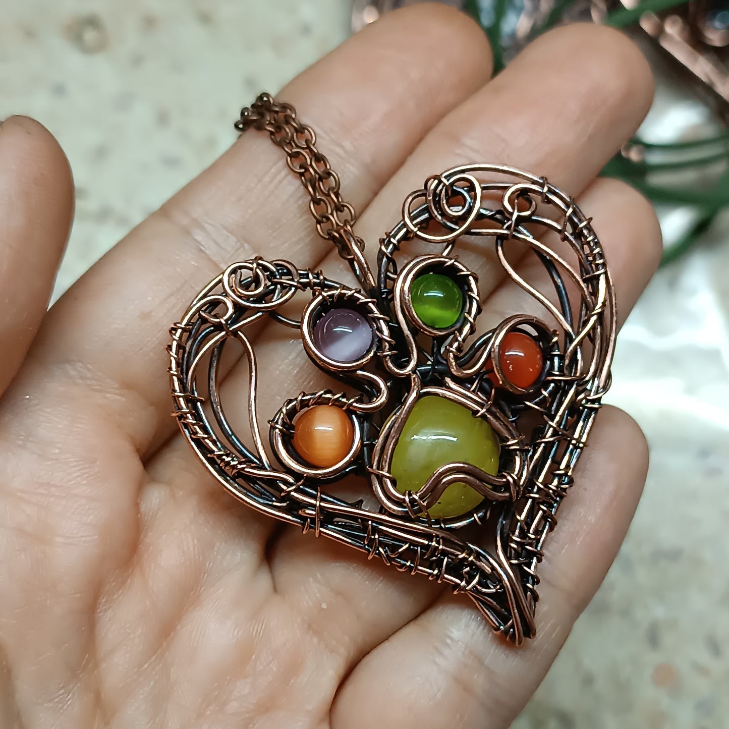 Rainbow paw heart necklace