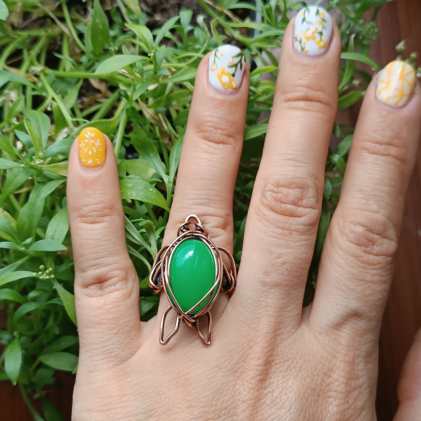 Green jade turtle ring. Size 5 US