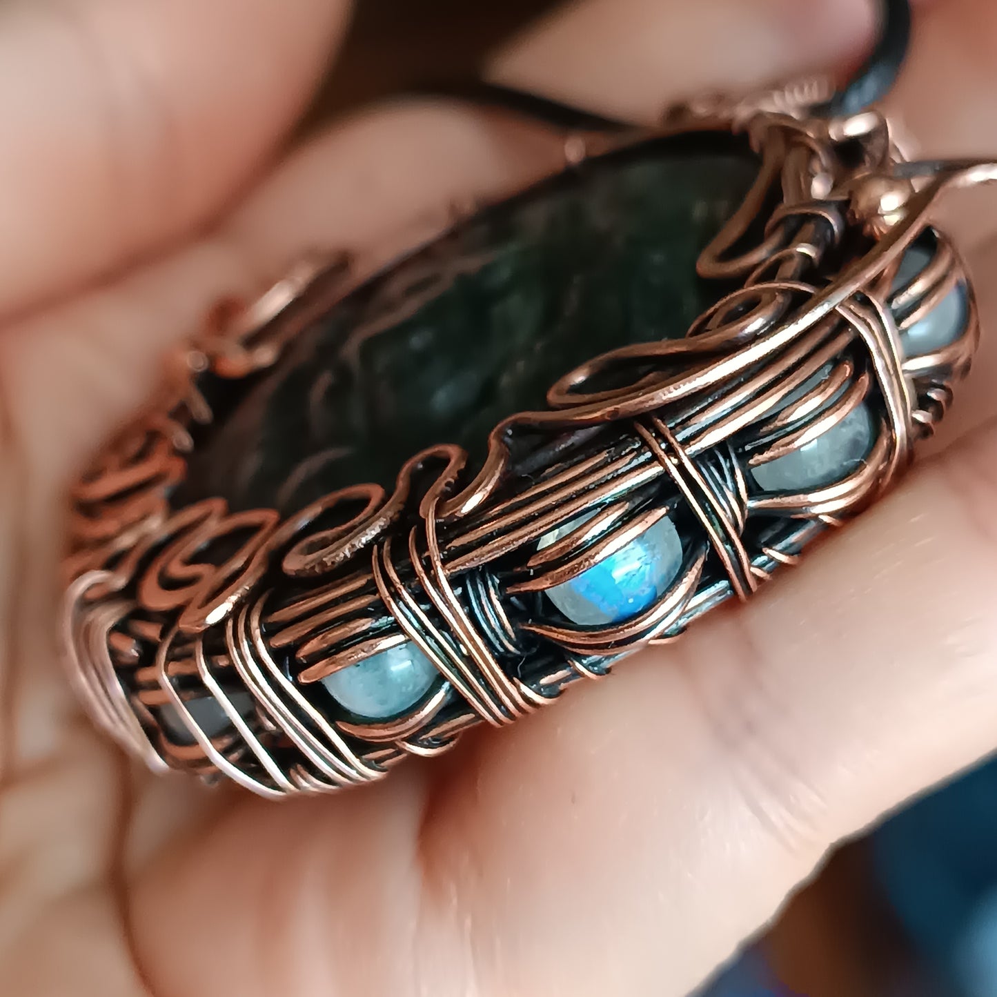 Regal lion. Blue labradorite necklace