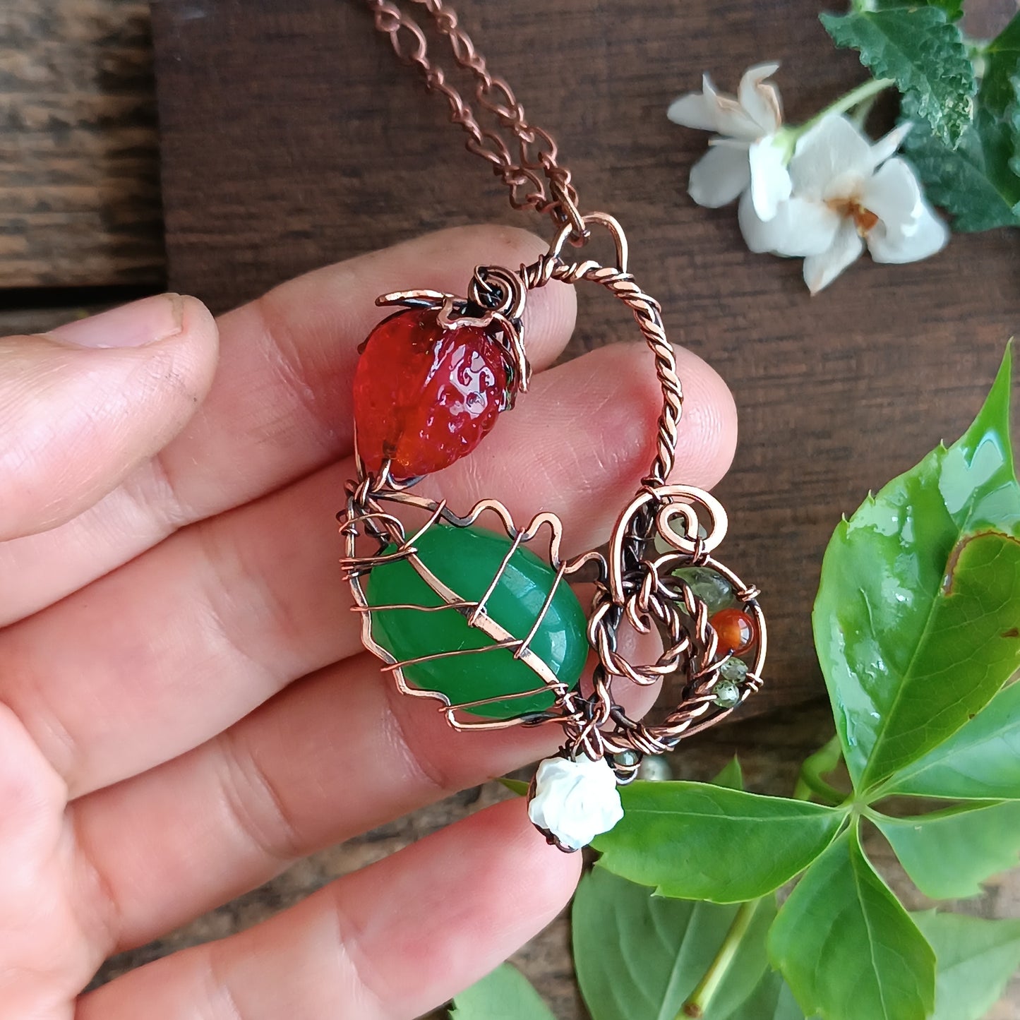 Strawberry necklace.