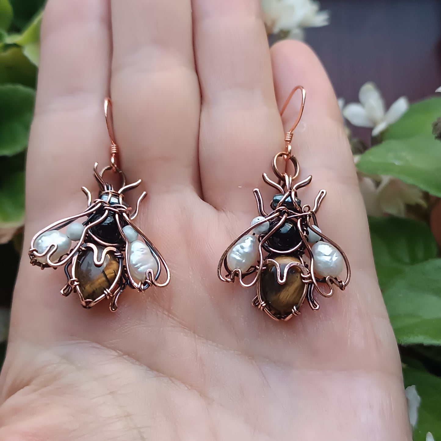 For Hanne. Bumblebee earrings