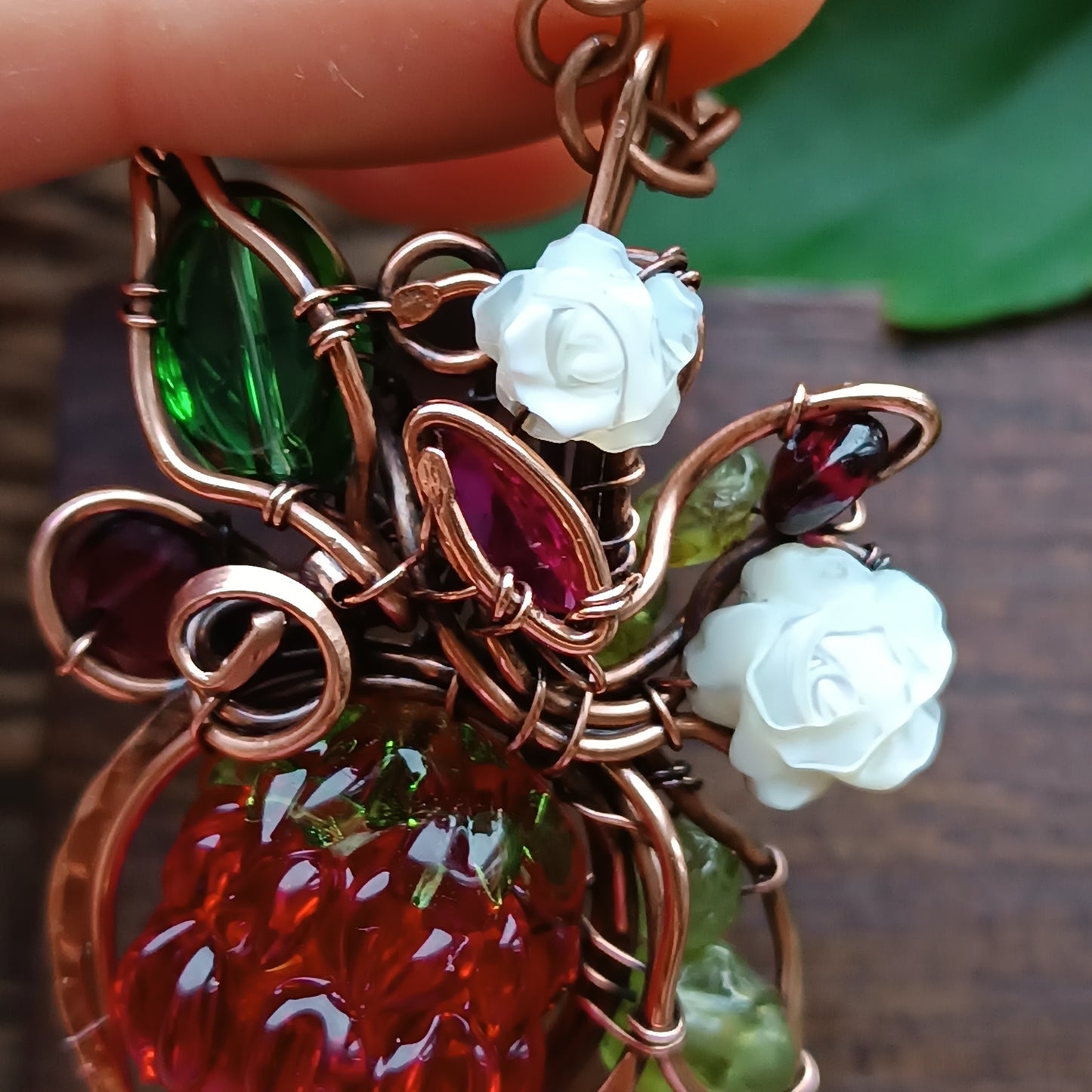 Glass raspberry necklace