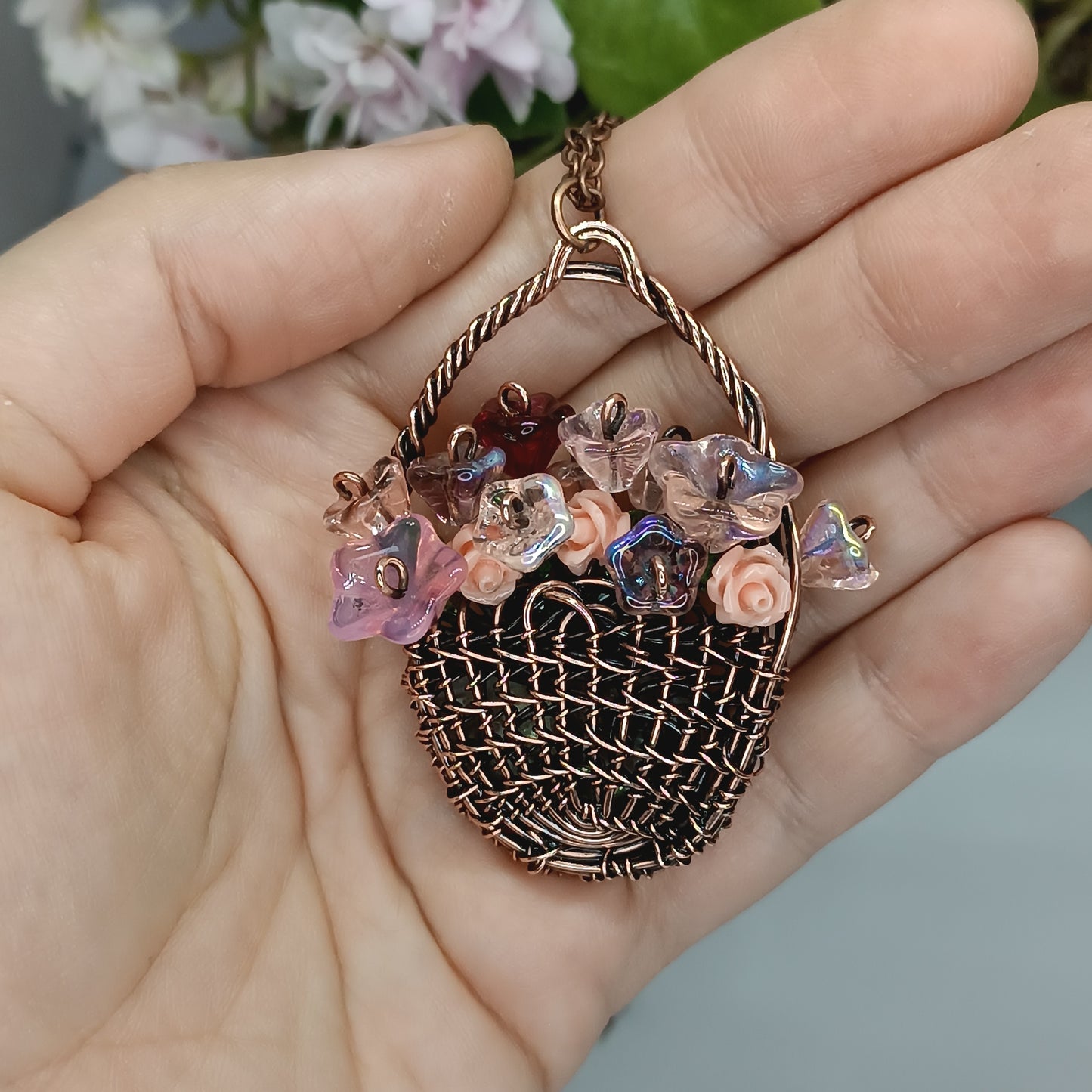 Flower basket pendant