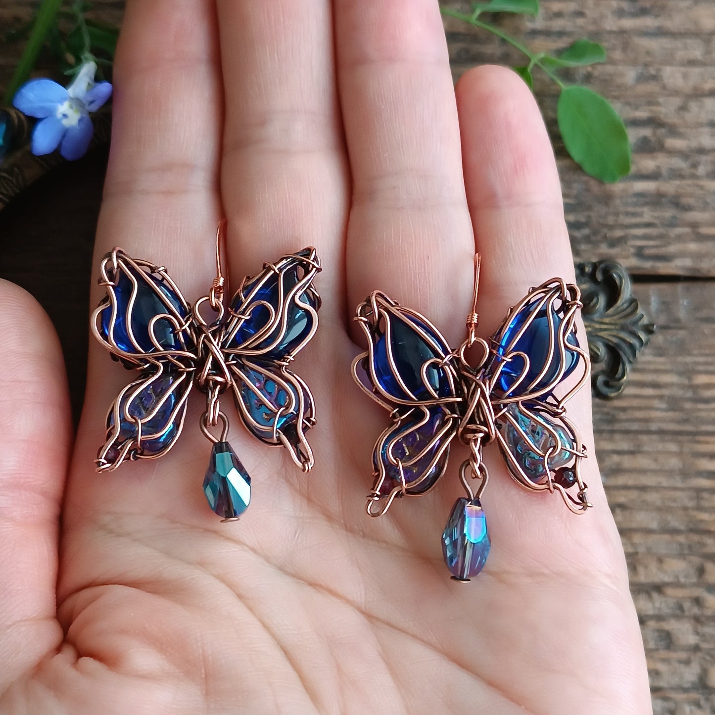 Iridescent butterfly earrings