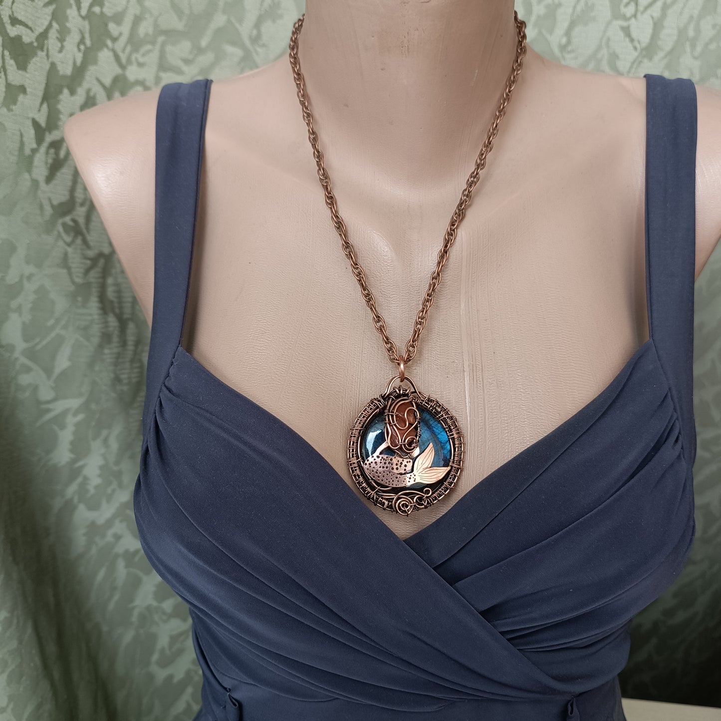 Mermaid and the sea. Necklace.