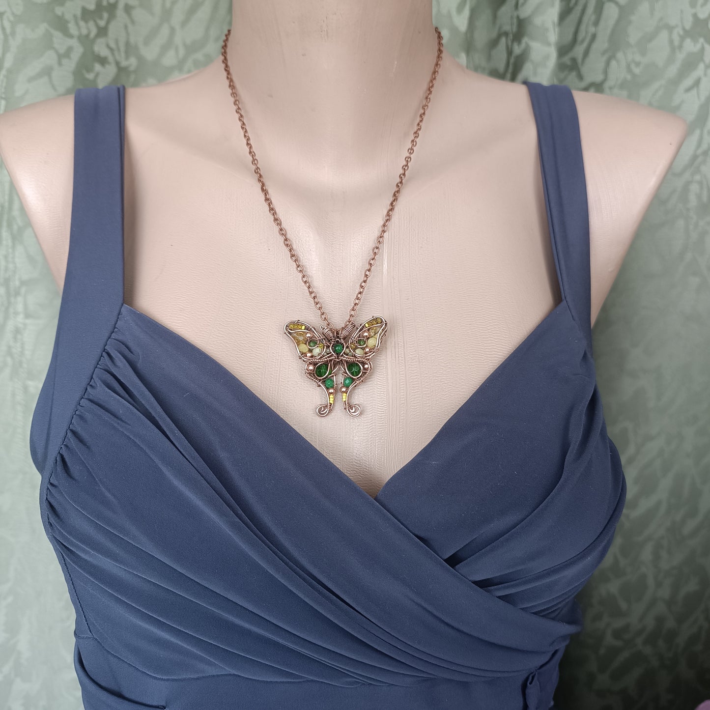 Luna moth necklace