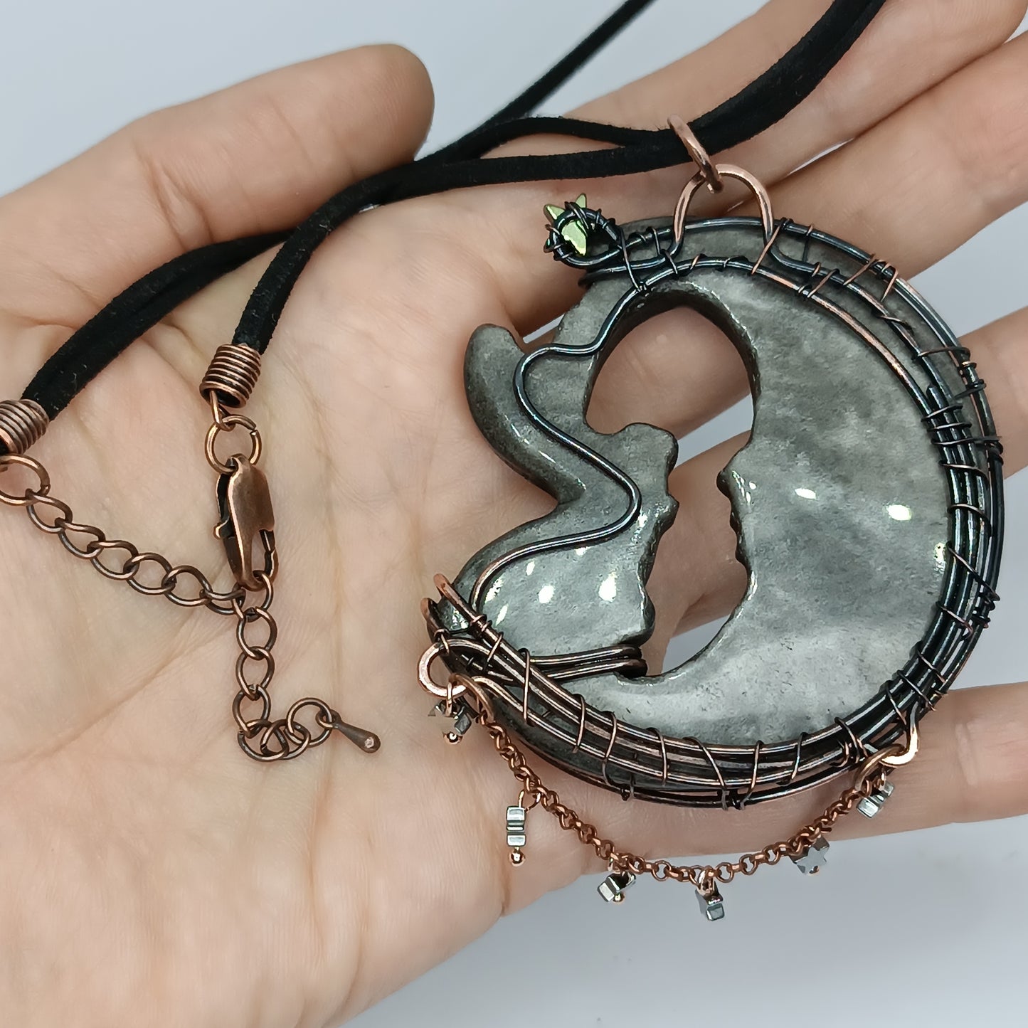 Fairy and the moon gossipping. Necklace.