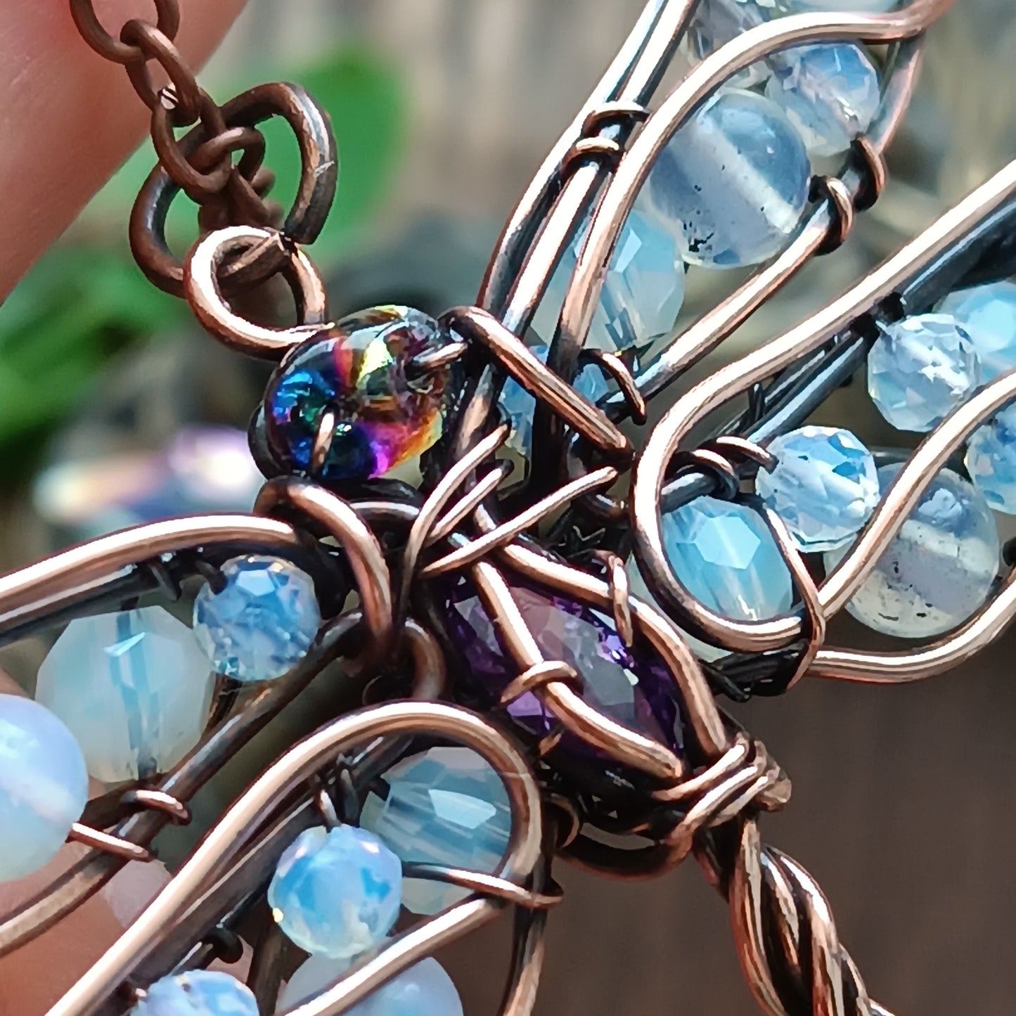 Morning dew dragonfly pendant