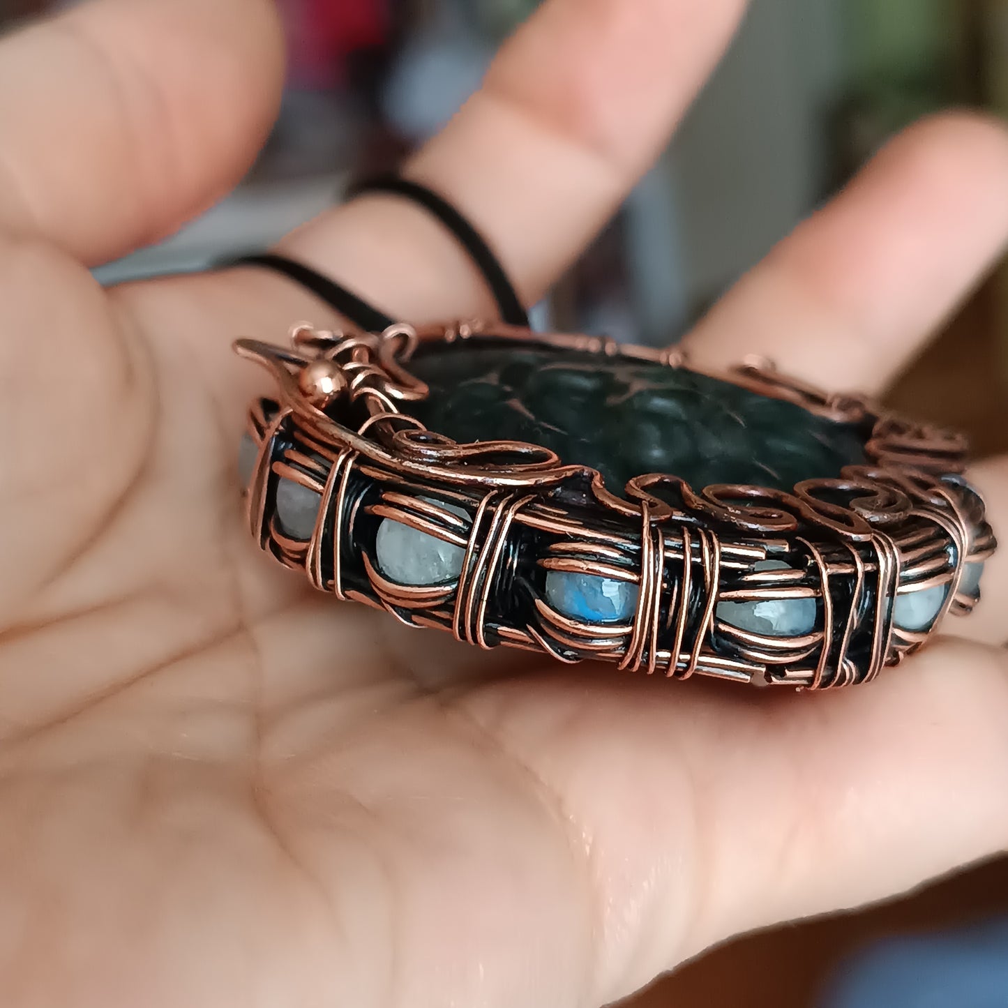 Regal lion. Blue labradorite necklace