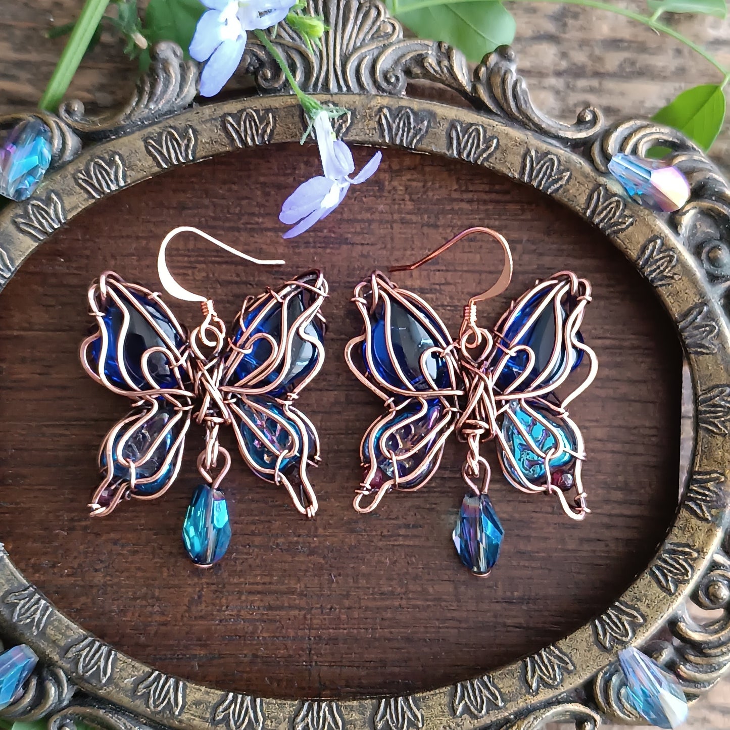 Iridescent butterfly earrings