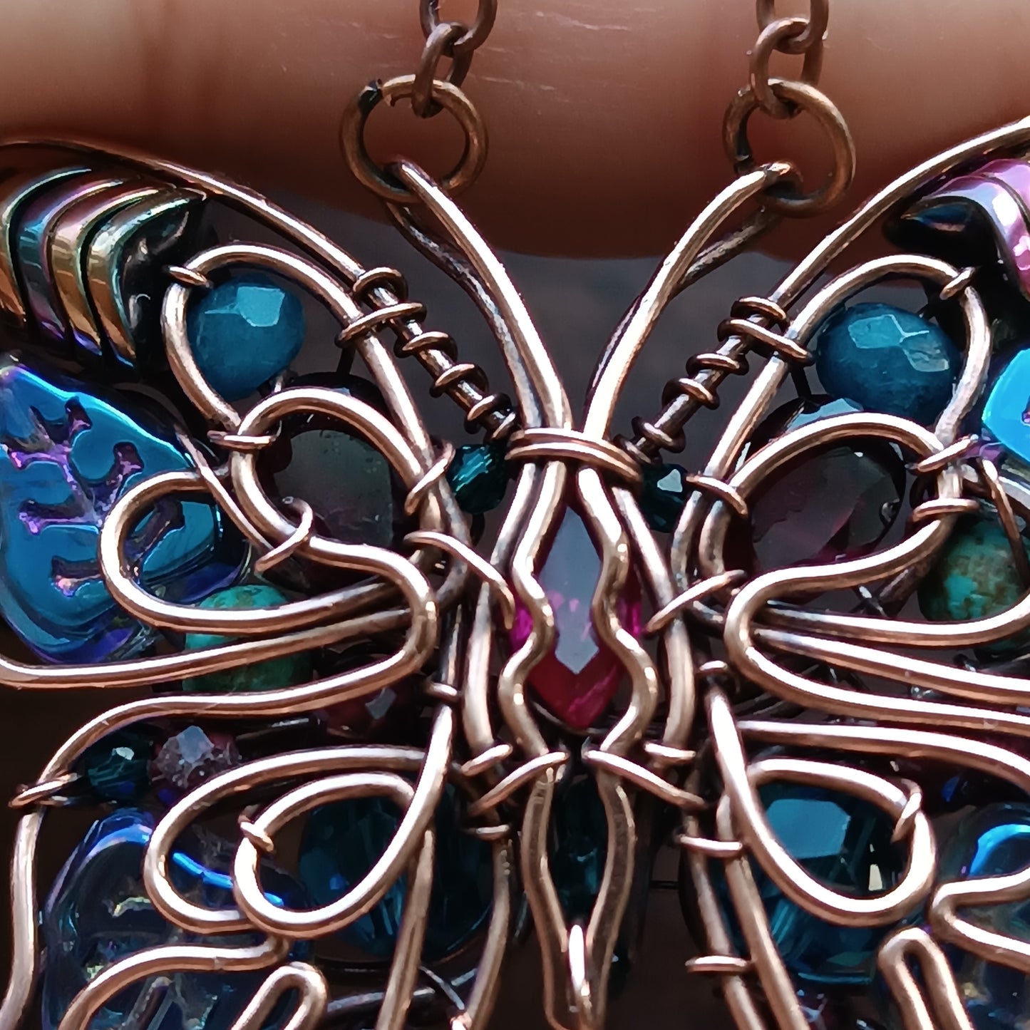 Iridescent butterfly necklace