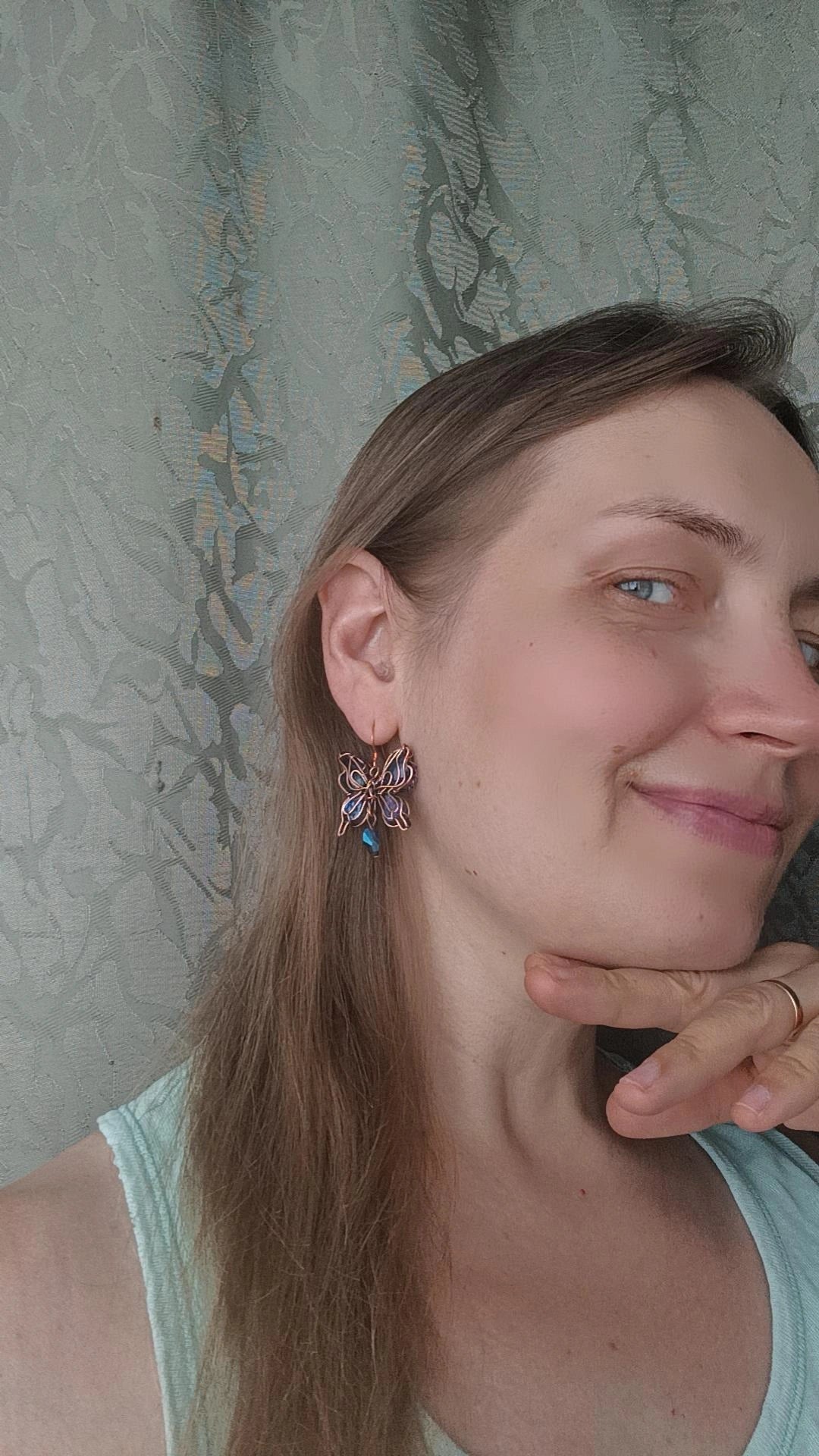 Iridescent butterfly earrings