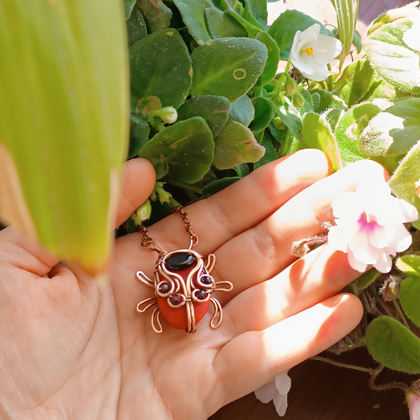 For Melissa. Ladybug pendant.