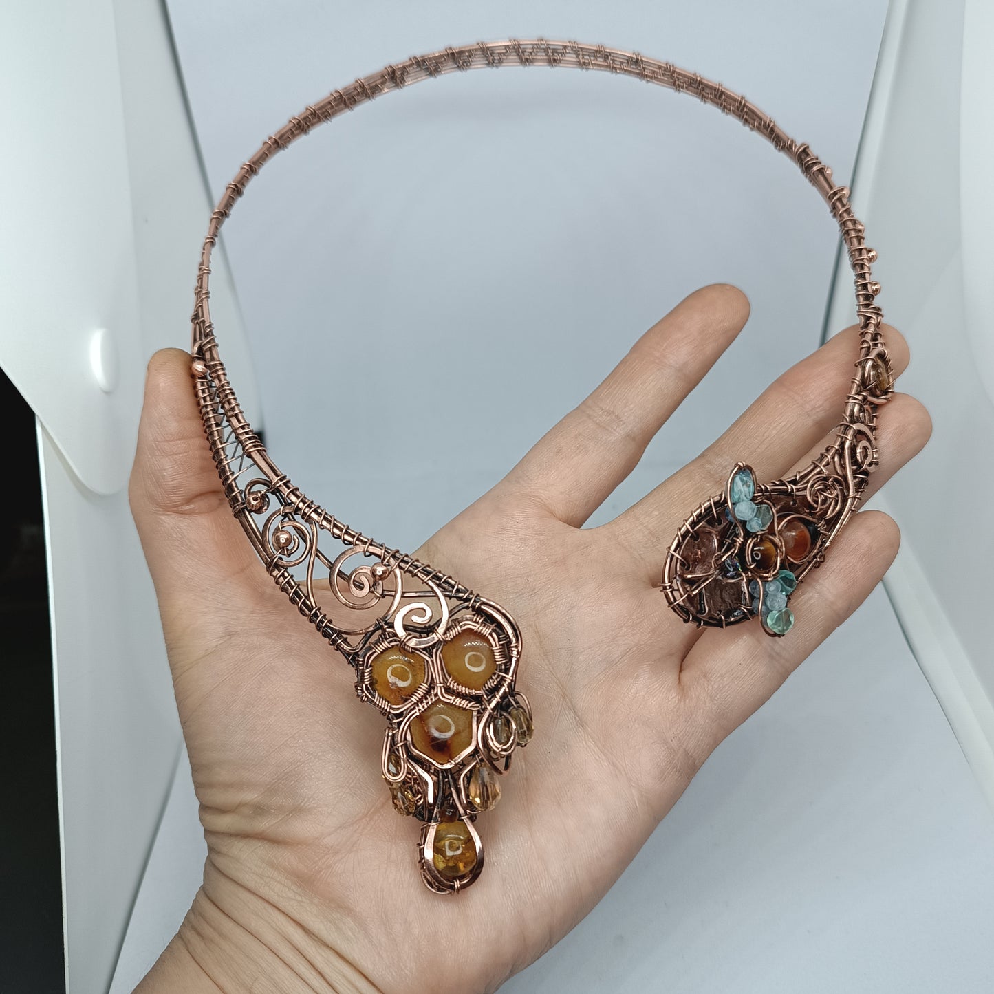 Bee and honey combs Collar necklace
