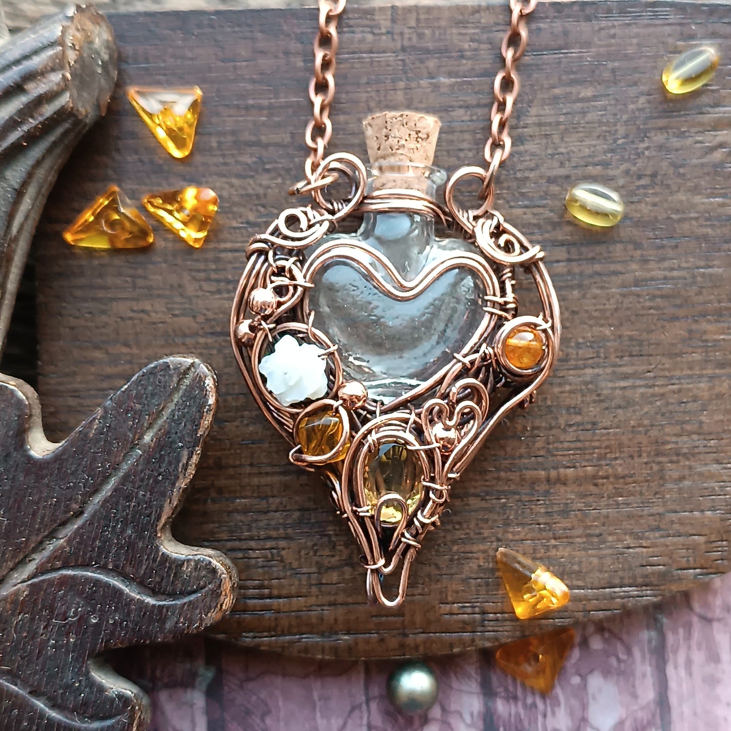Citrine sunset. vial necklace