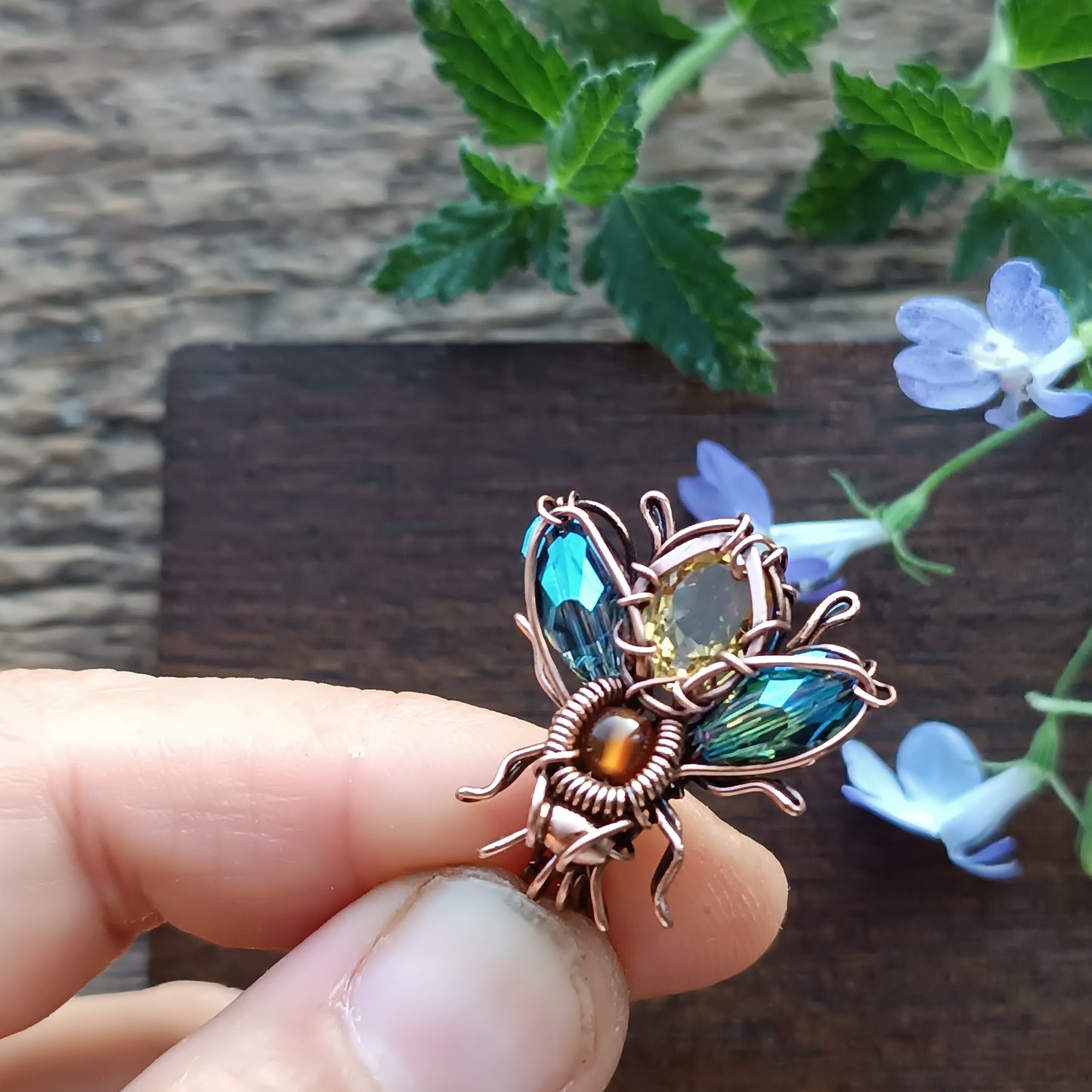 Sparkly blue ice wings bee/fly charm