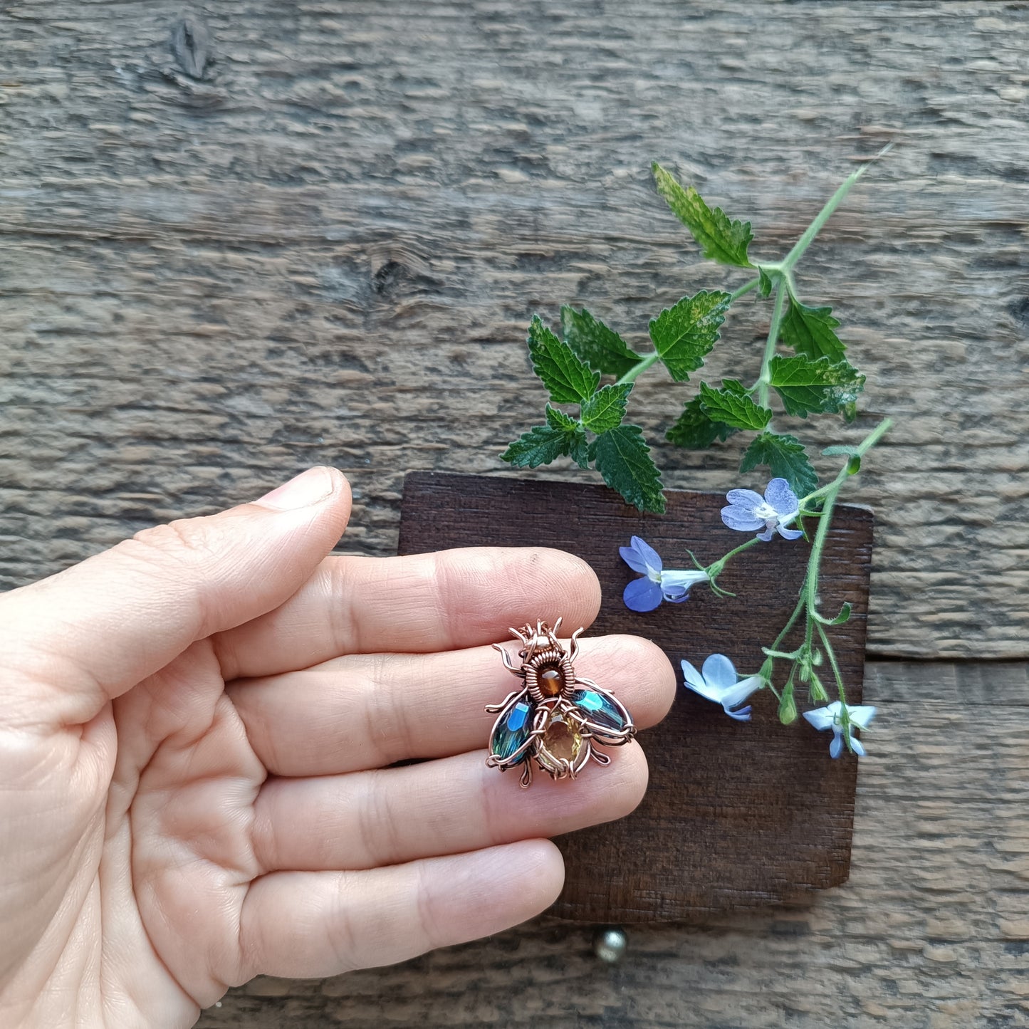 Sparkly blue ice wings bee/fly charm