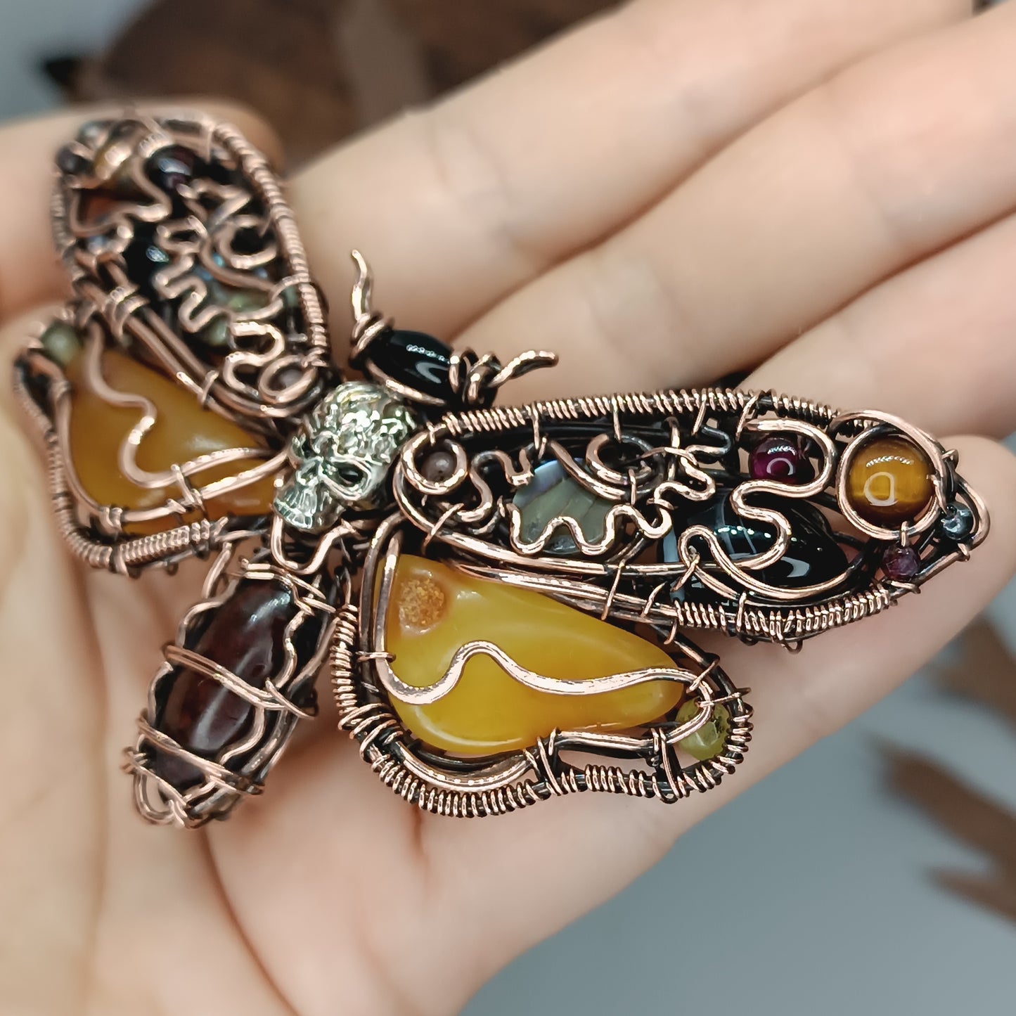 Deadhead butterfly necklace