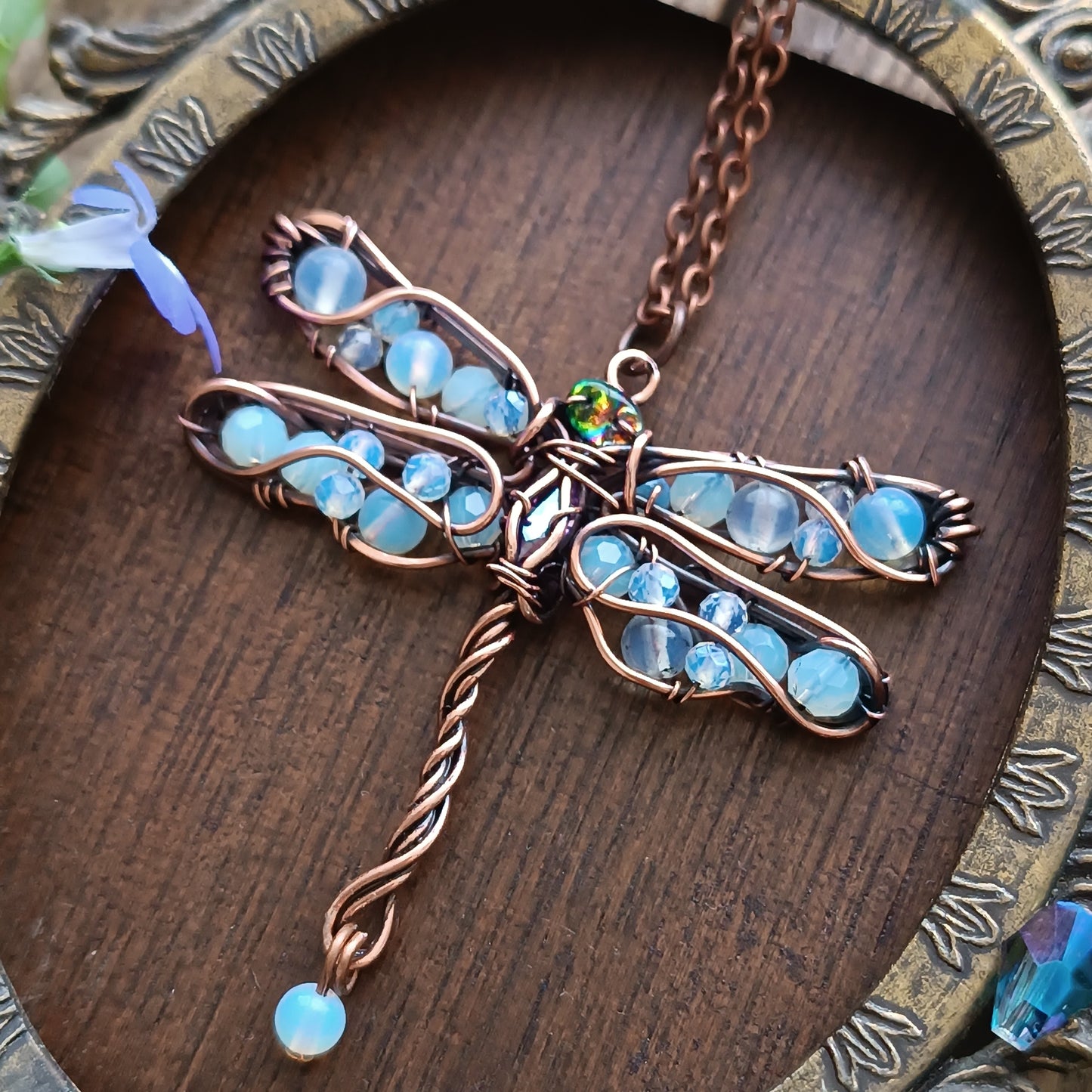Morning dew dragonfly pendant