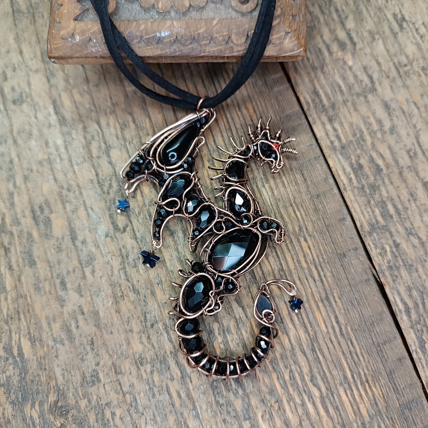 Midnight guardian. Dragon necklace.