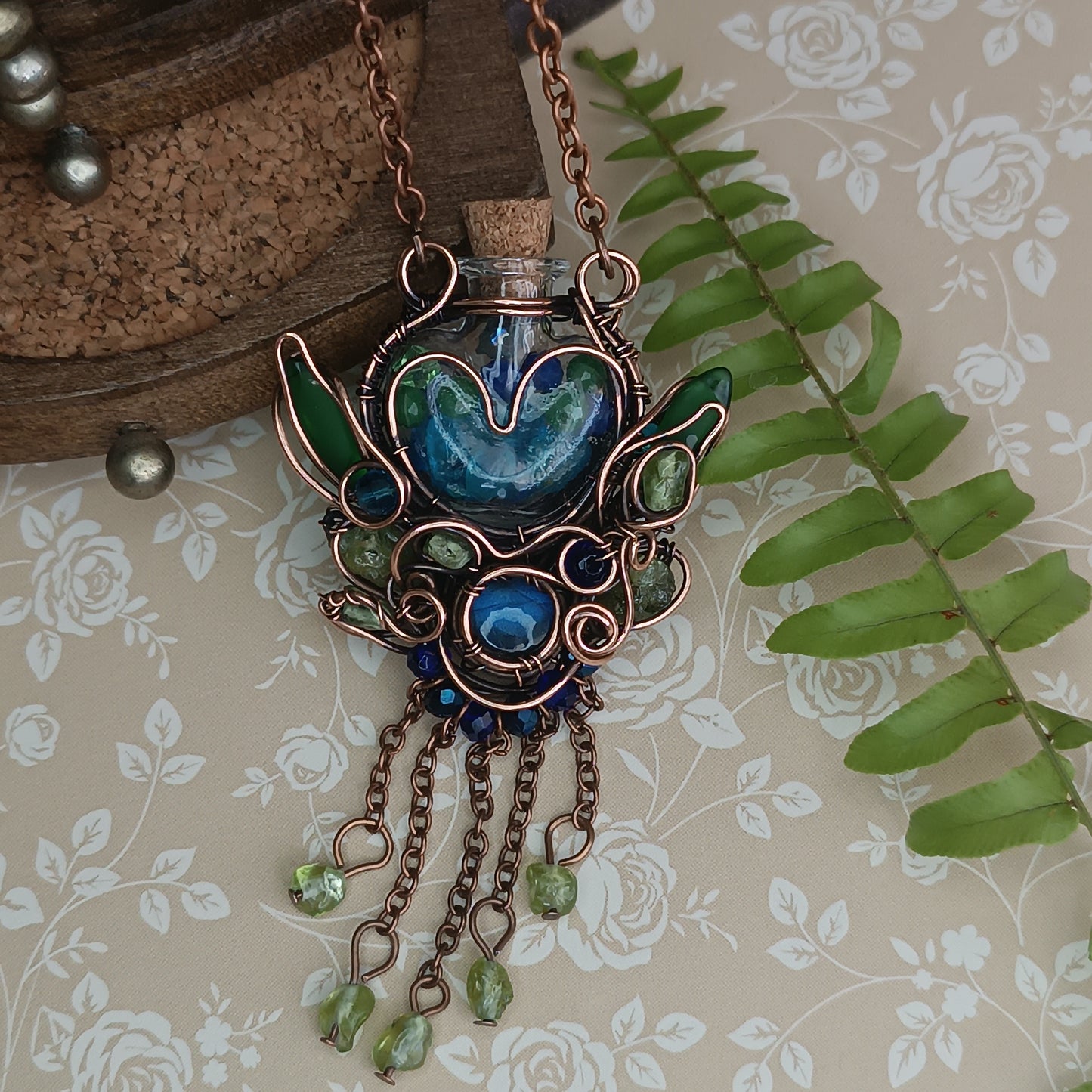 Seagrass meadows. Vial necklace