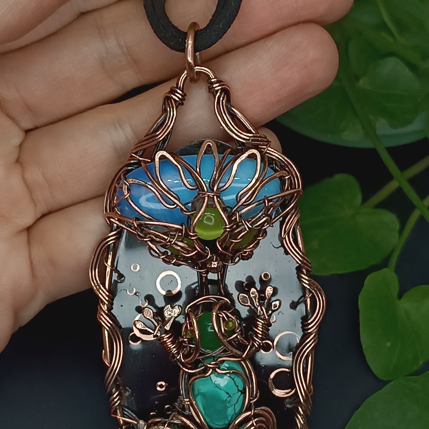 Frog and water lily necklace