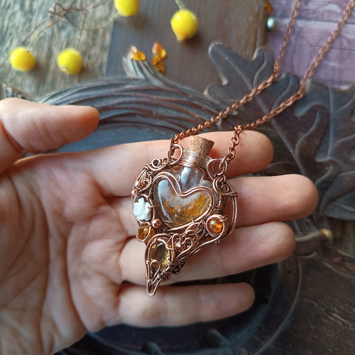 Citrine sunset. vial necklace