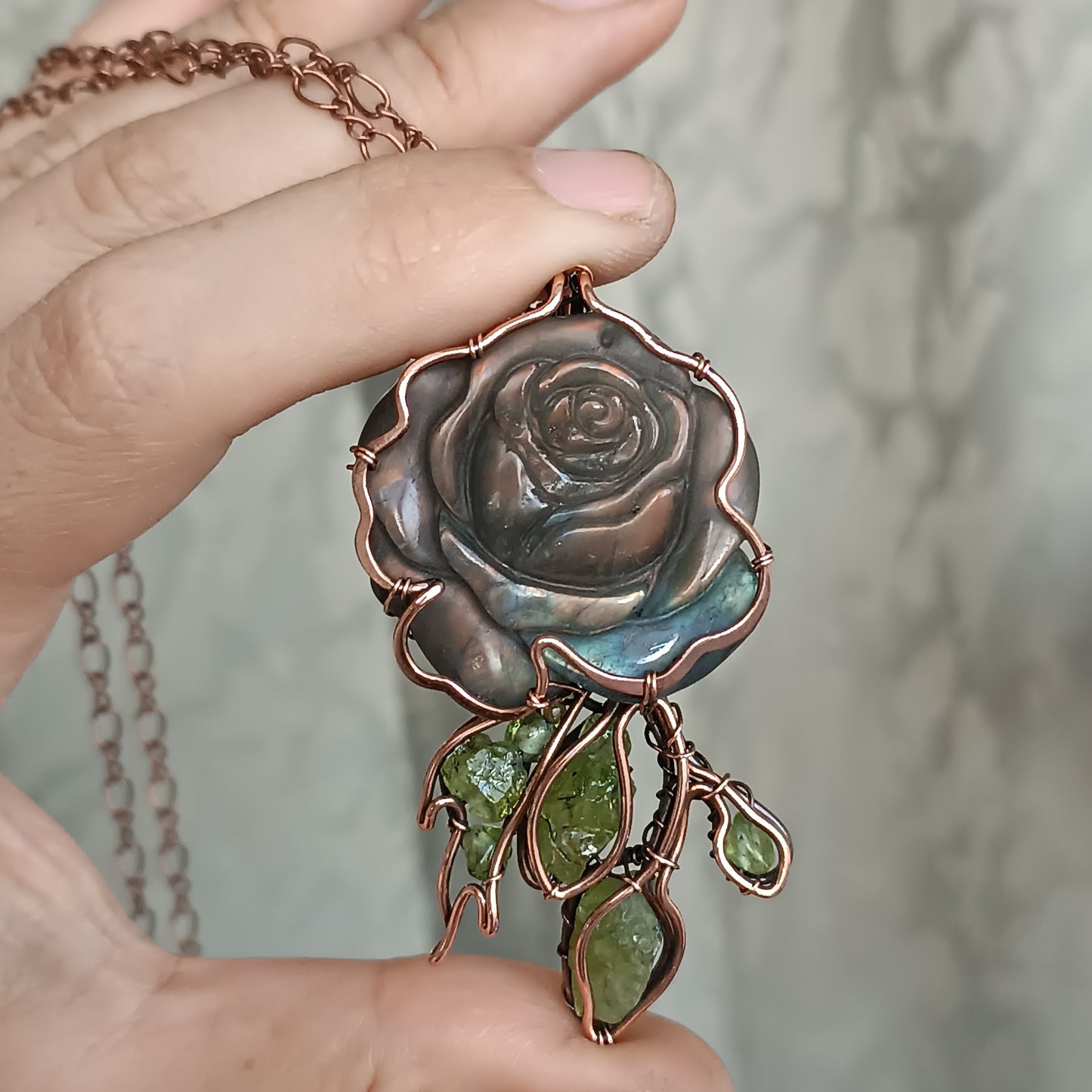 Sunset rose necklace