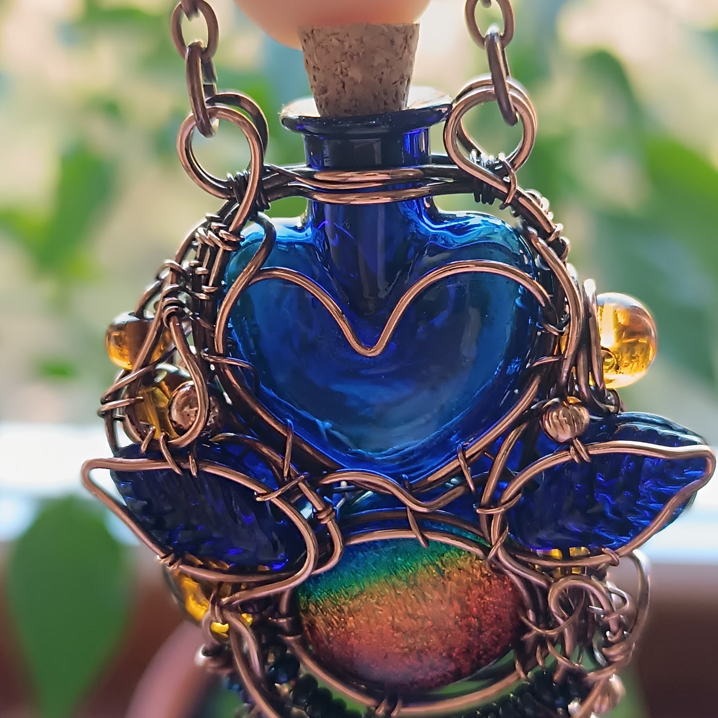 Blue autumn vial necklace